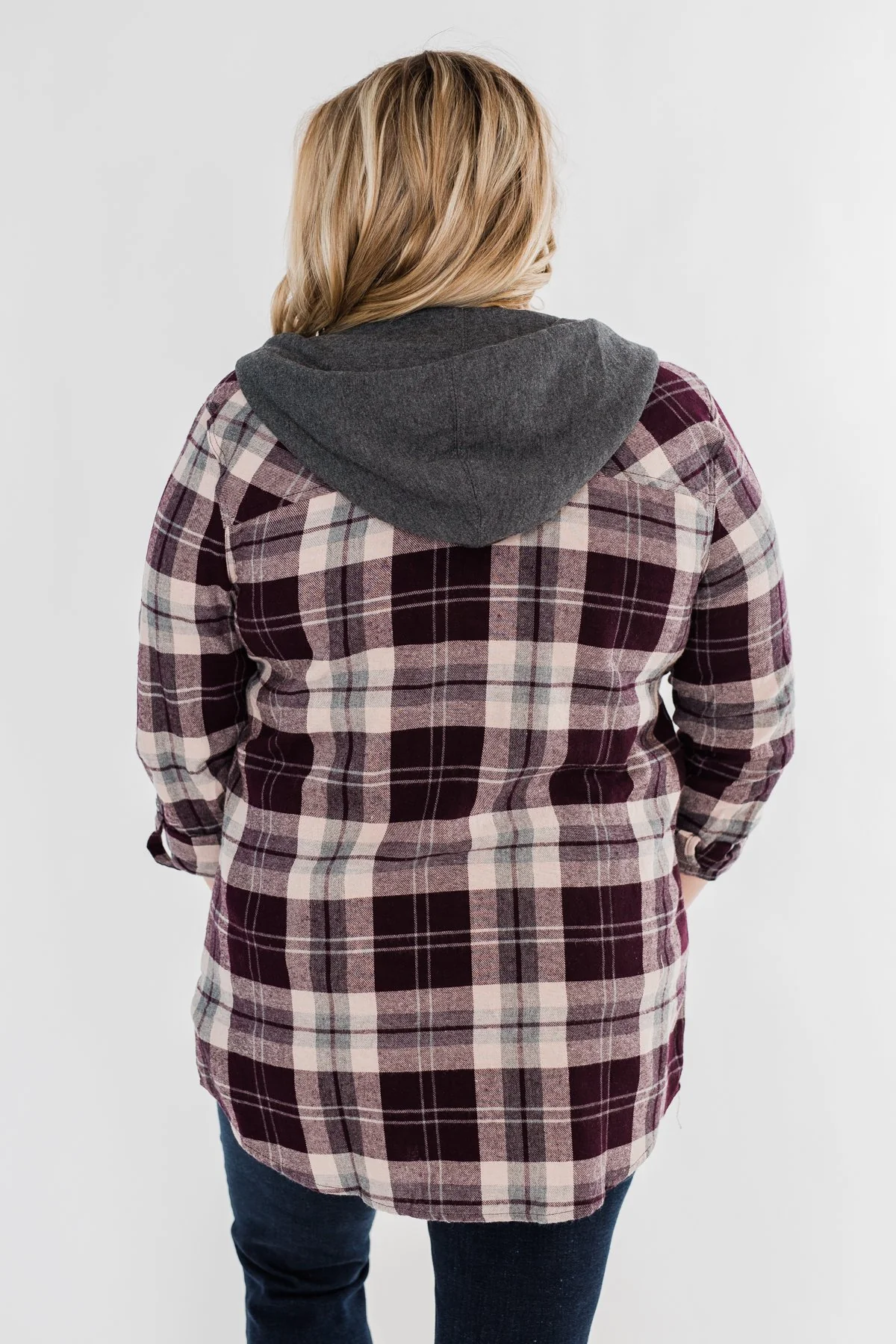 So Long To You Plaid Hooded Top- Cranberry - Image 13