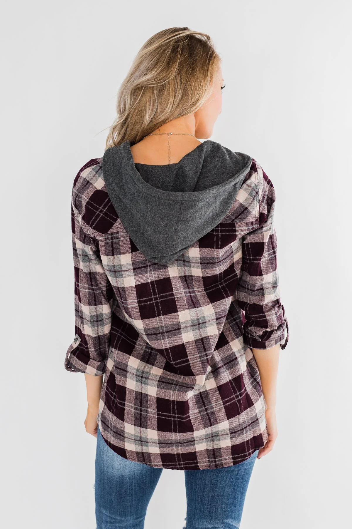 So Long To You Plaid Hooded Top- Cranberry - Image 14