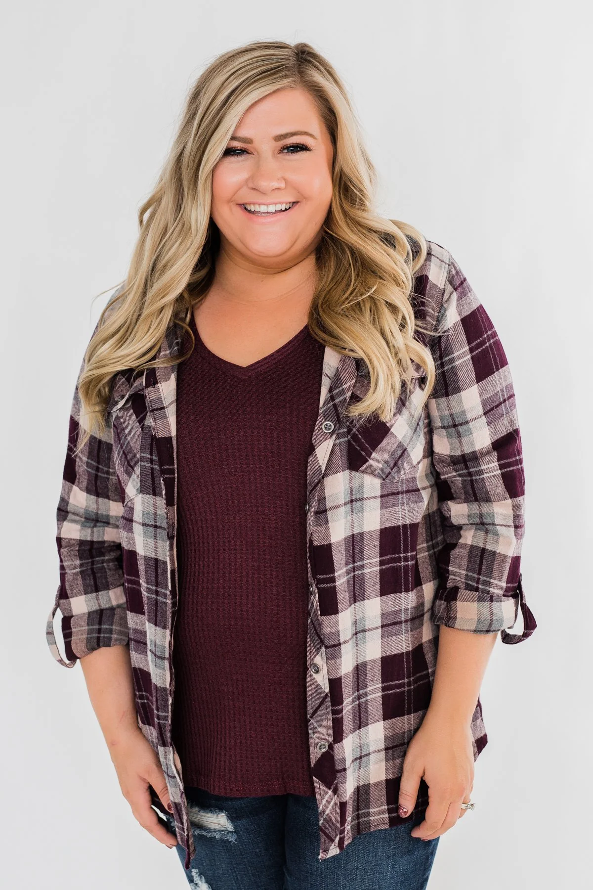 So Long To You Plaid Hooded Top- Cranberry - Image 6