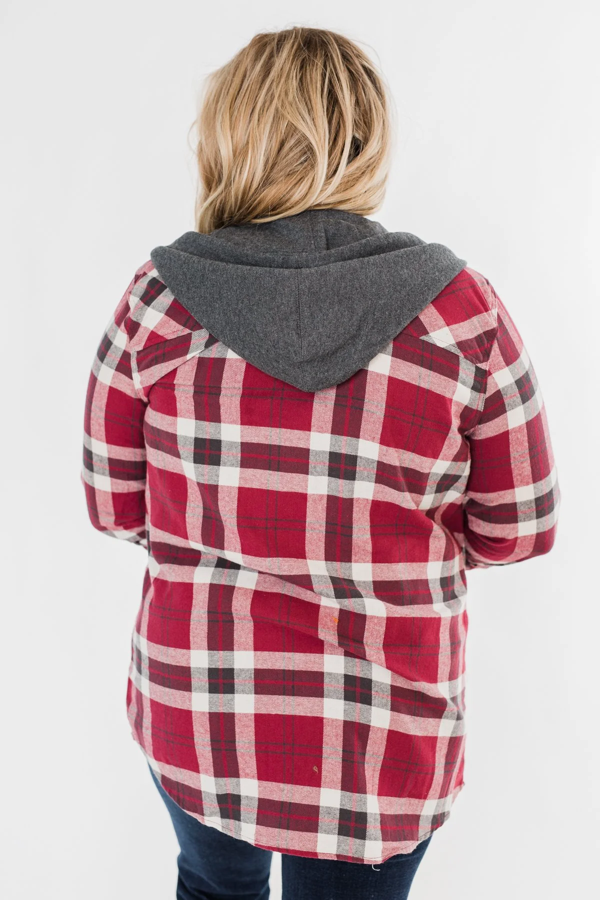 So Long To You Plaid Hooded Top- Dark Berry - Image 12