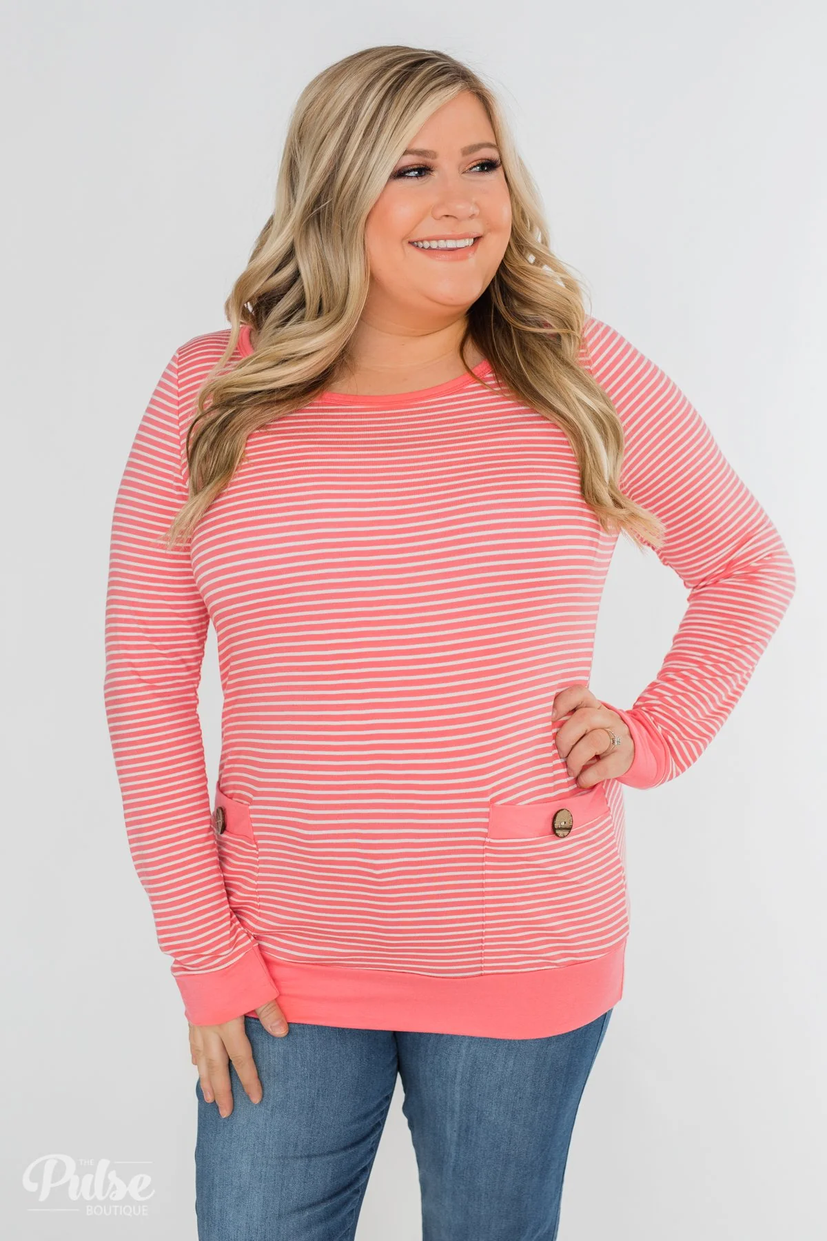 So Much In Common Striped Pocket Top- Pink - Image 8