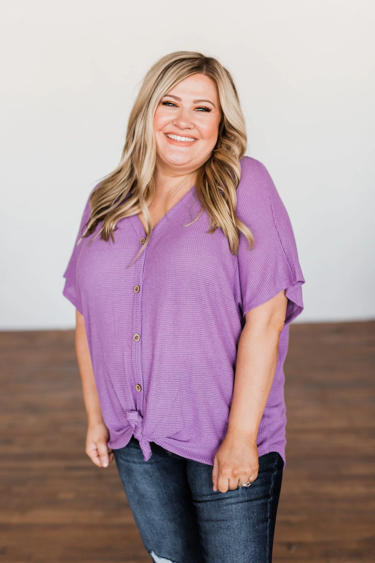 So Much Joy Front Tie Knit Top- Purple - Image 10