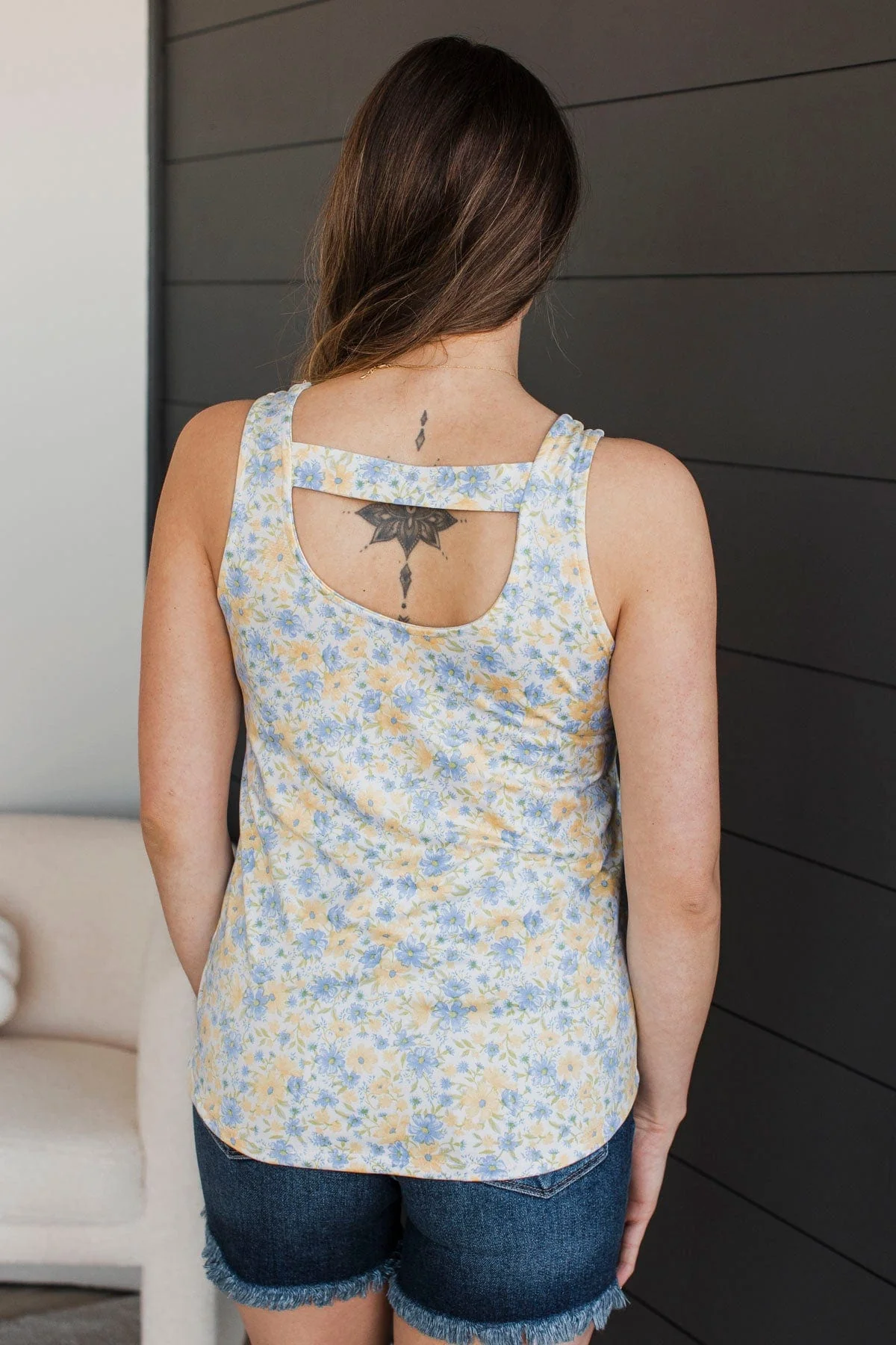 So Much To See Floral Tank Top- Blue & Yellow - Image 7