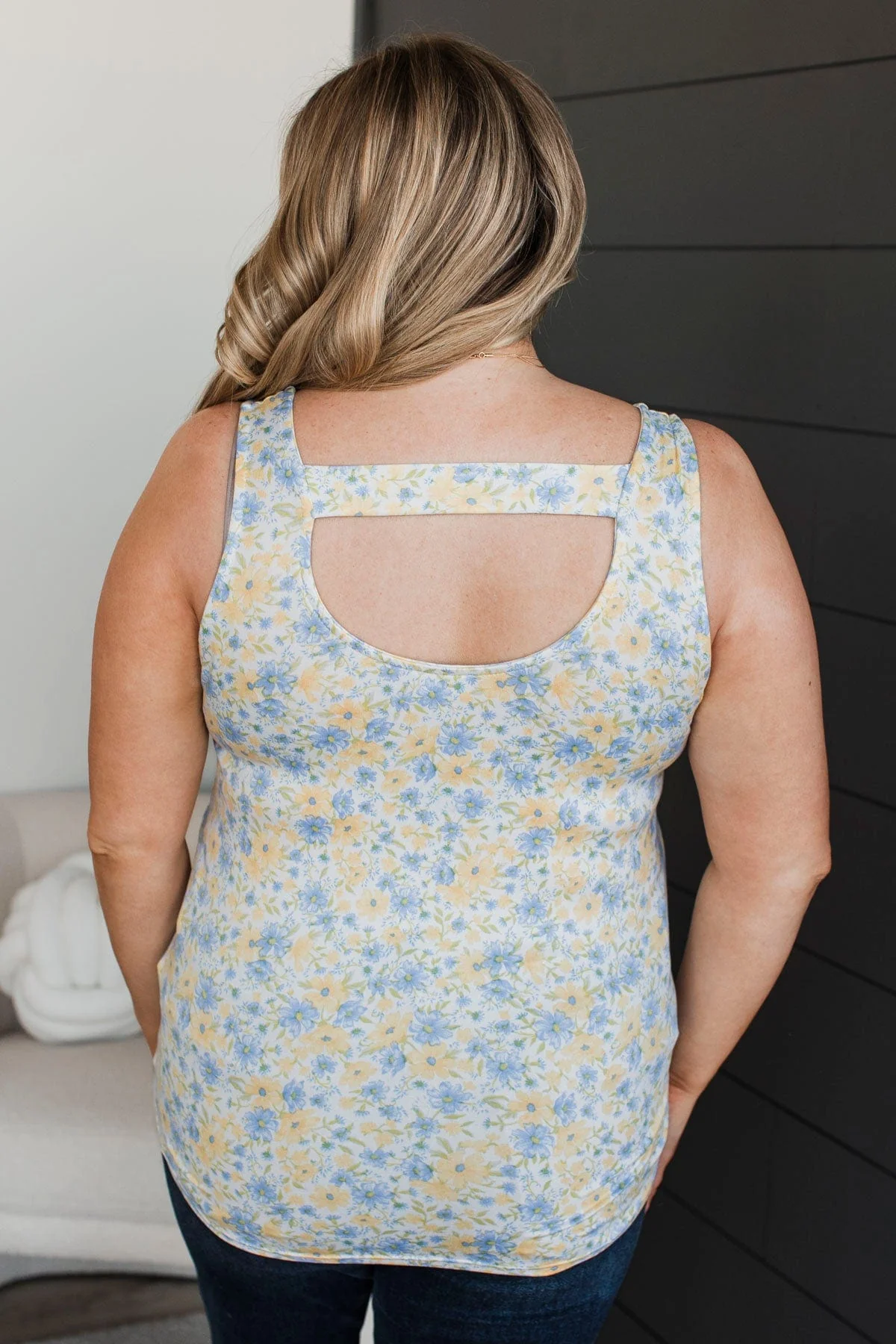 So Much To See Floral Tank Top- Blue & Yellow - Image 8