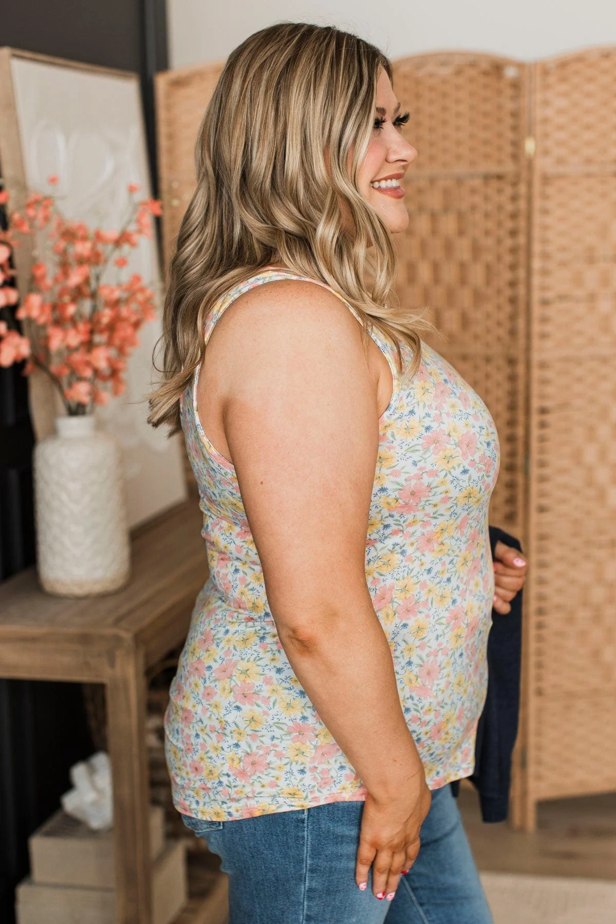 So Much To See Floral Tank Top- Blush & Yellow - Image 6