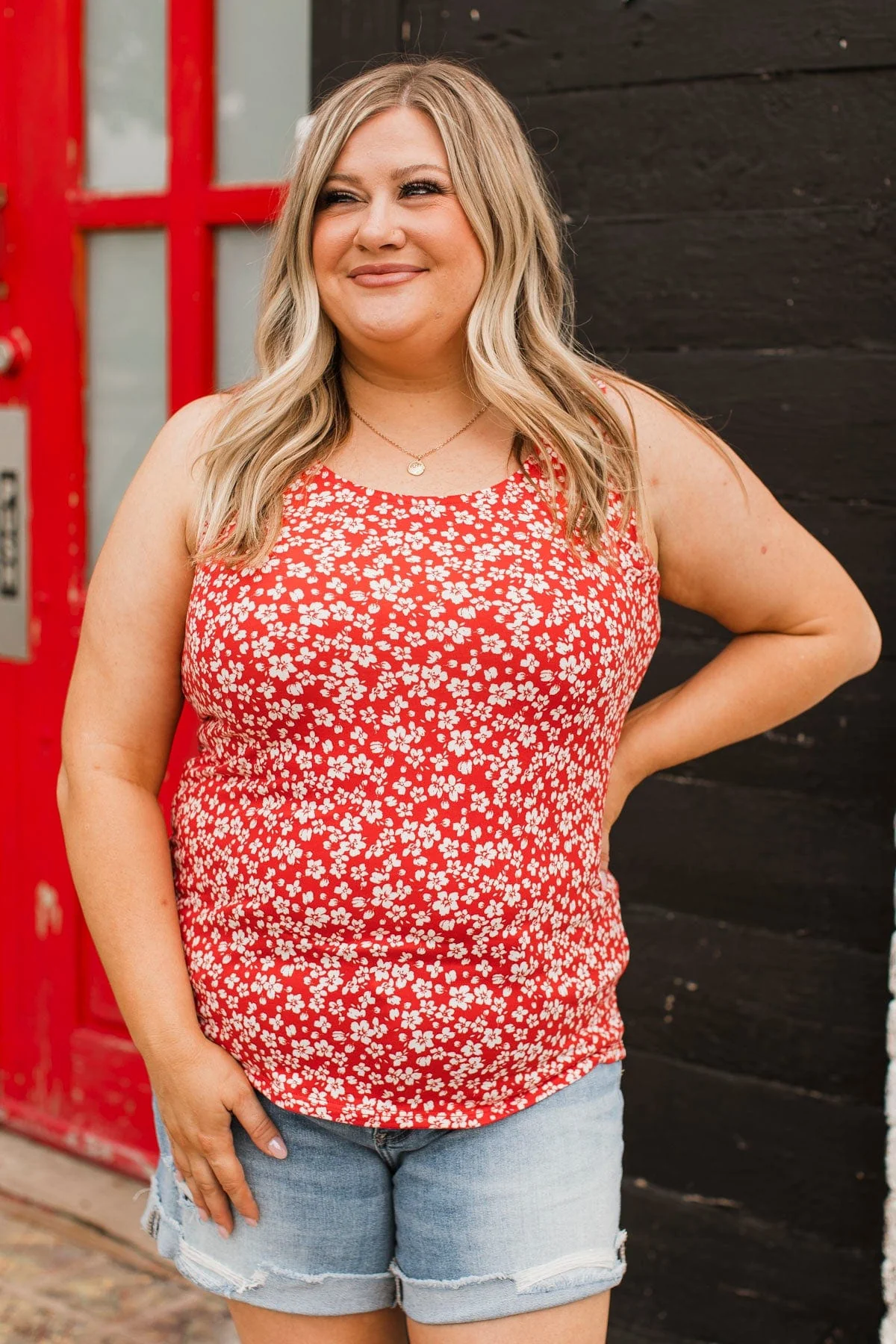 So Much To See Floral Tank Top- Red & Ivory - Image 5