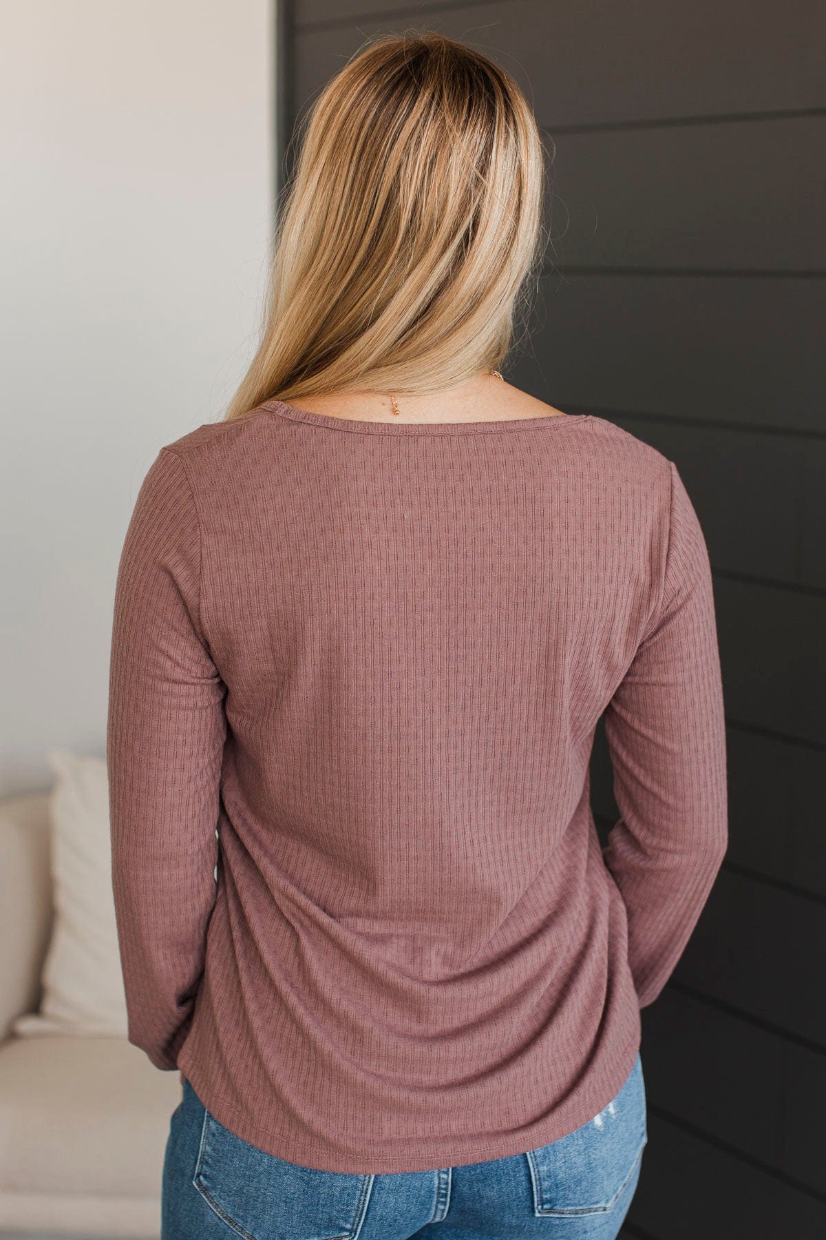 So Relatable Long Sleeve Top- Dusty Rose - Image 6