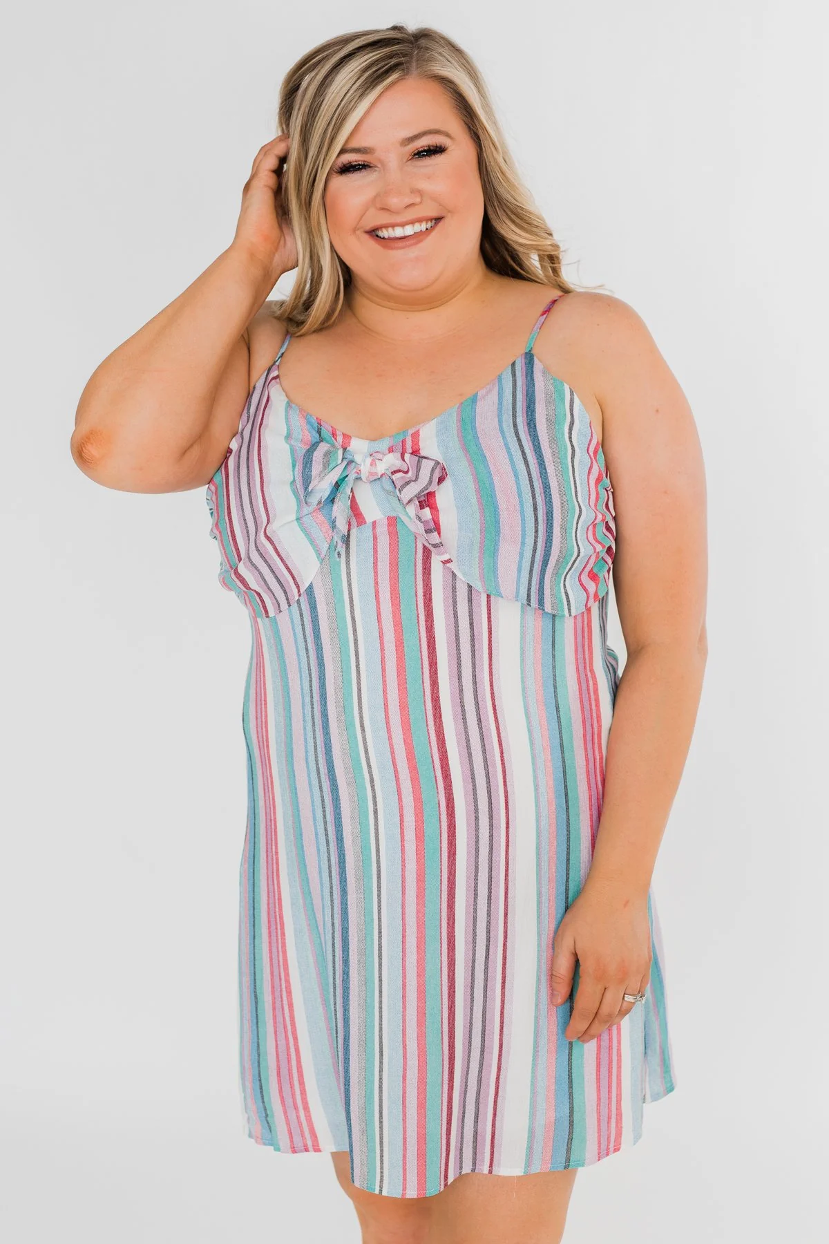So Sweet Striped Dress- Multi Colored - Image 5