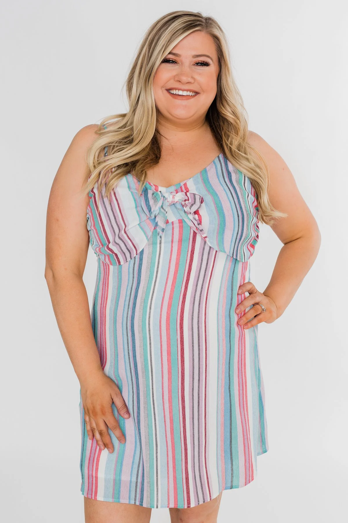 So Sweet Striped Dress- Multi Colored - Image 8