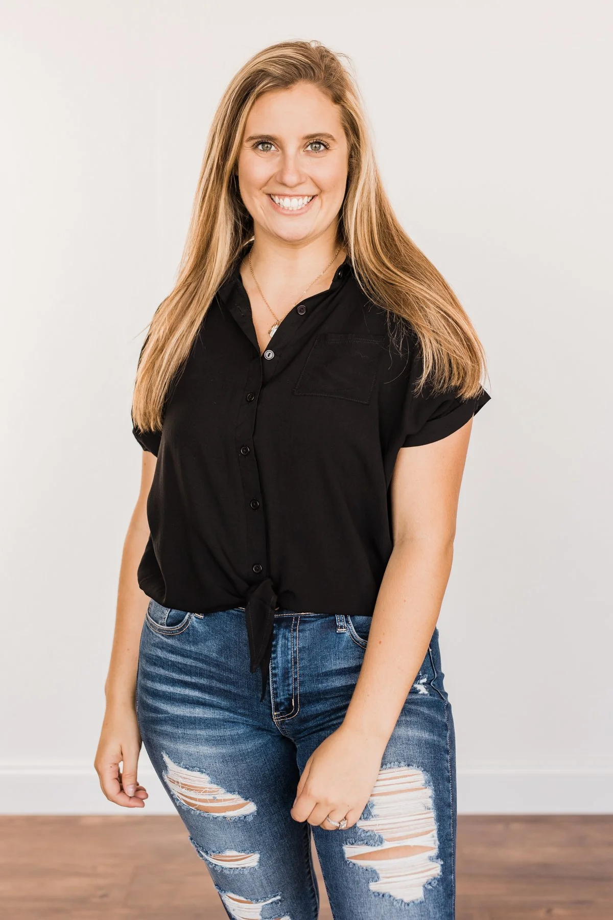 Soak Up The Moonlight Button Top- Black - Image 6