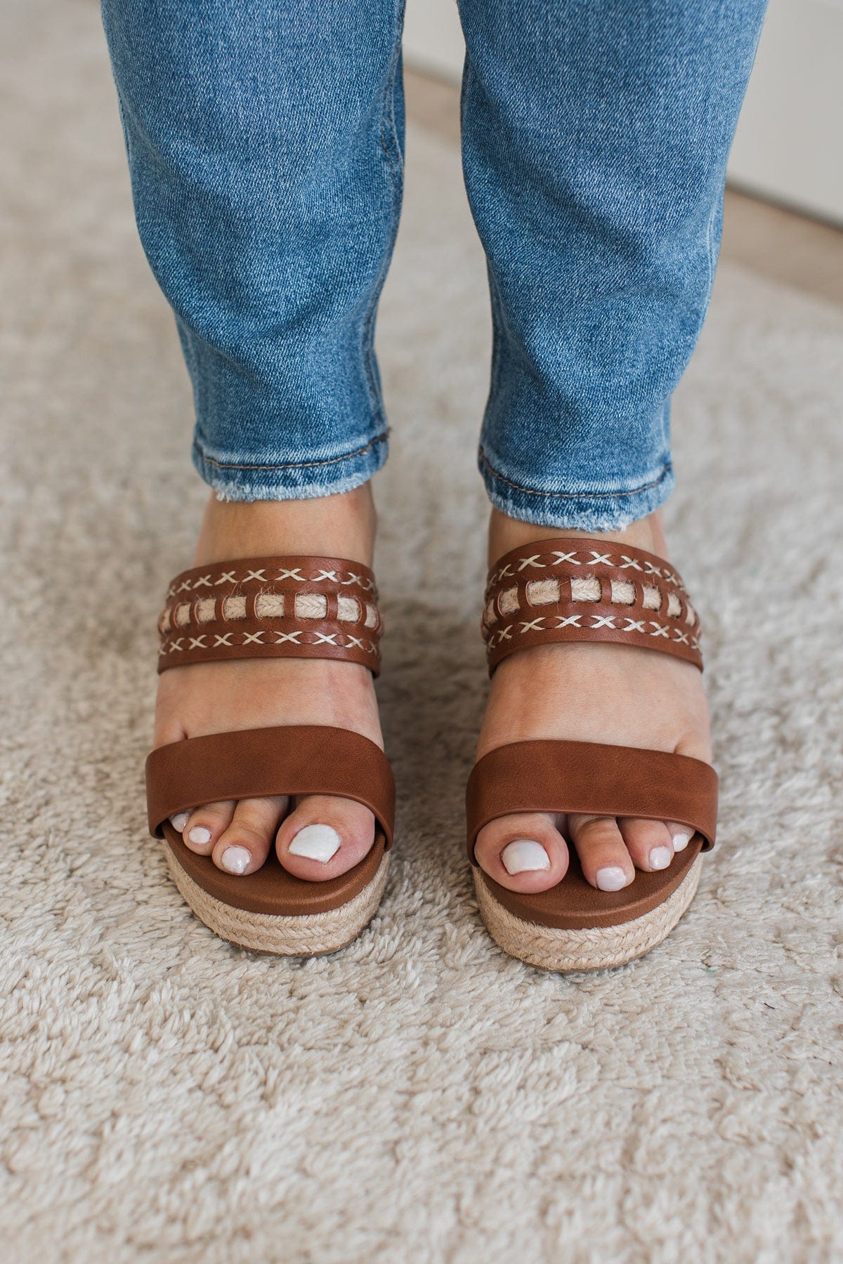 Soda Bow Wedge Sandals- Tan - Image 2
