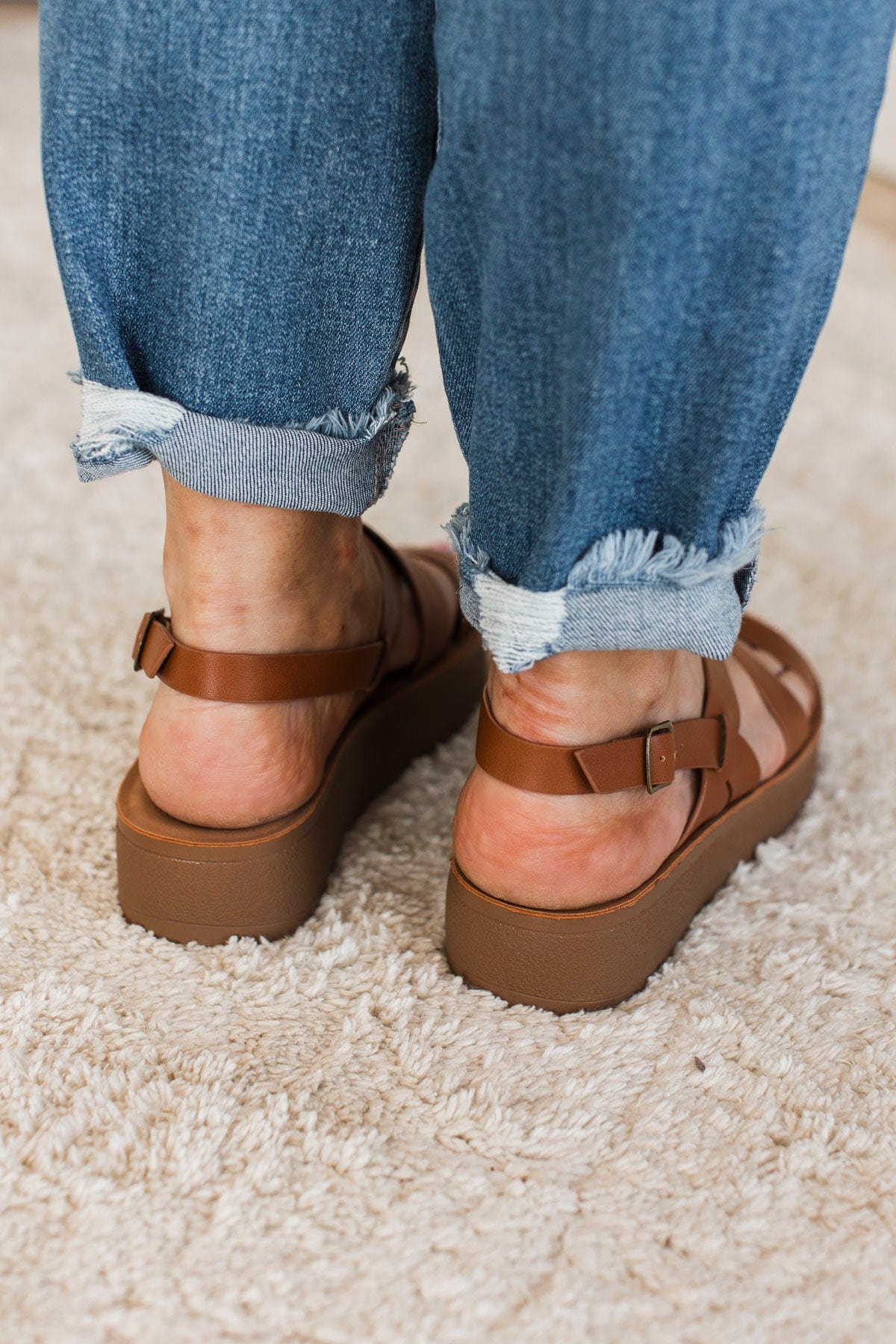 Soda Cloudy Platform Sandals- Cognac - Image 4