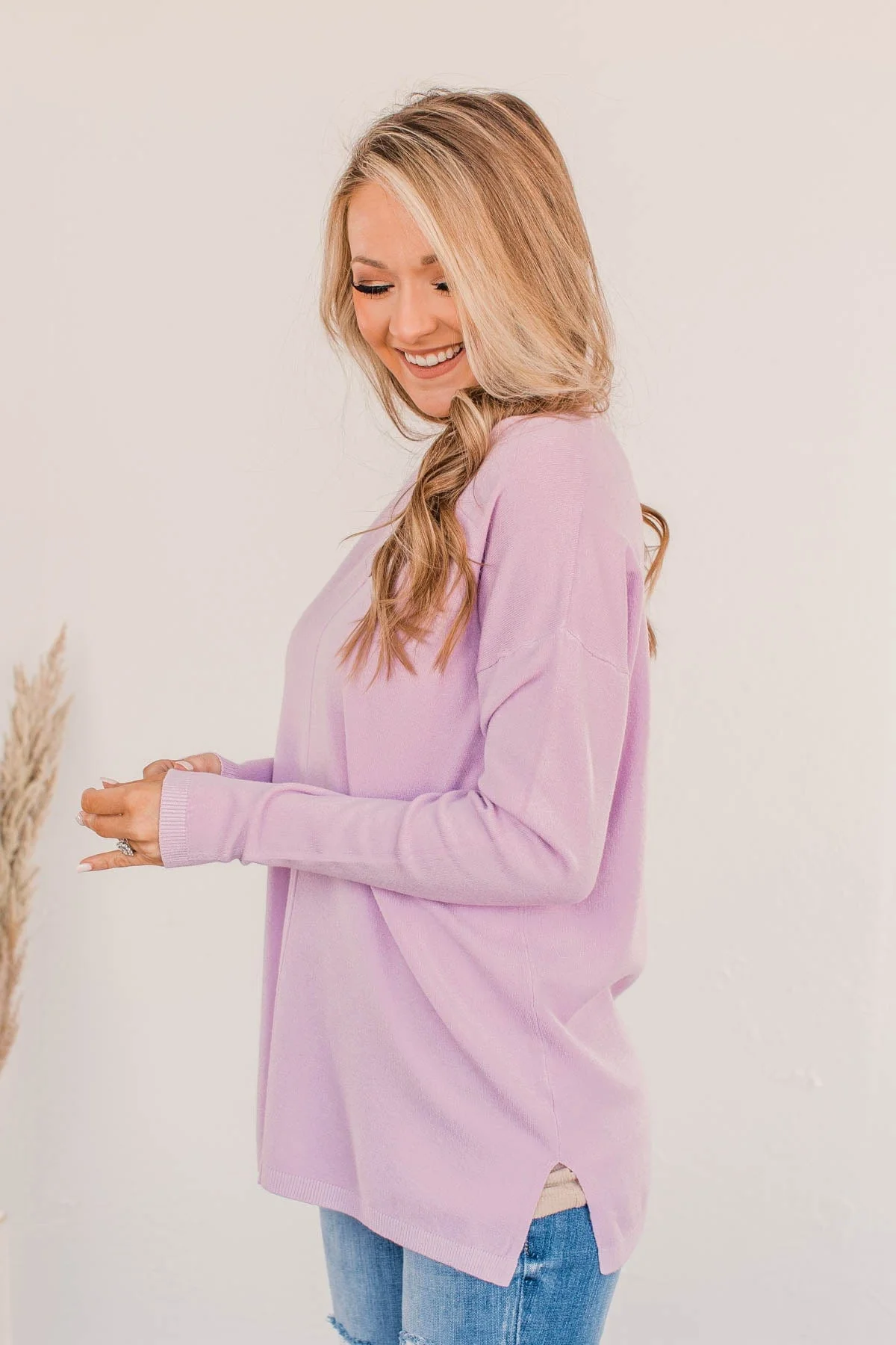 Soft As A Cloud V-Neck Sweater- French Rose - Image 7
