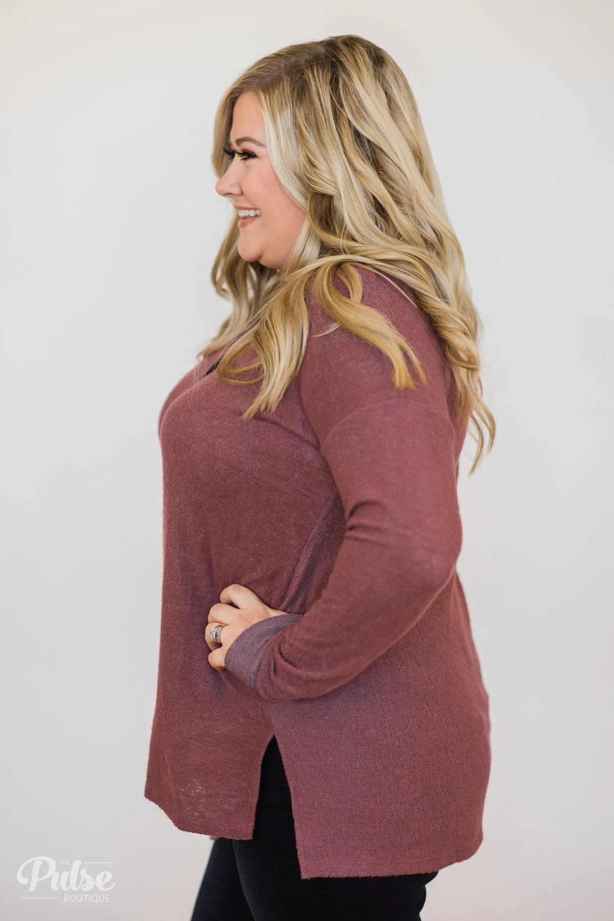 Soft & Cozy 4-Button Henley Top- Antique Eggplant - Image 11