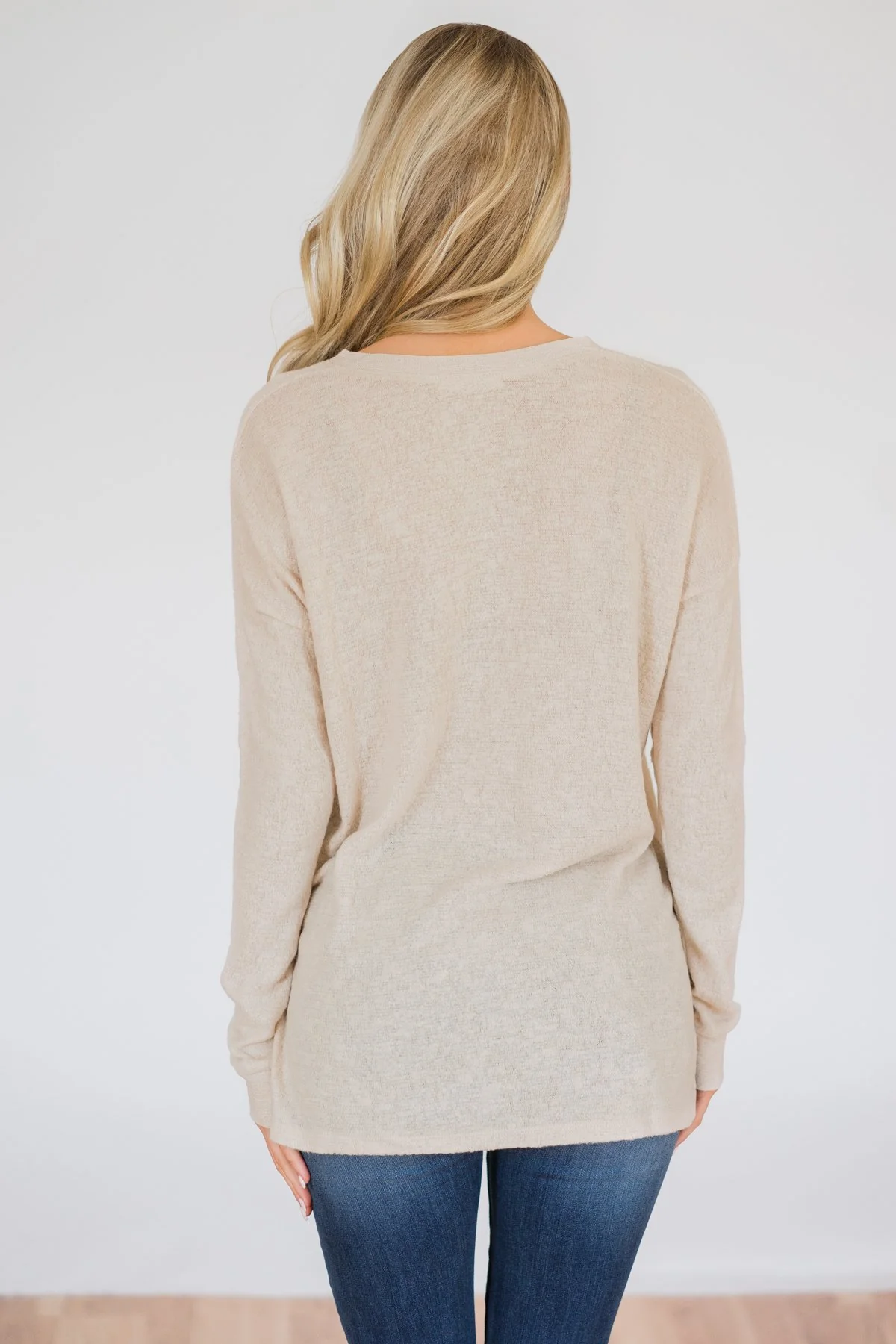 Soft & Cozy 4-Button Henley Top- Taupe - Image 9