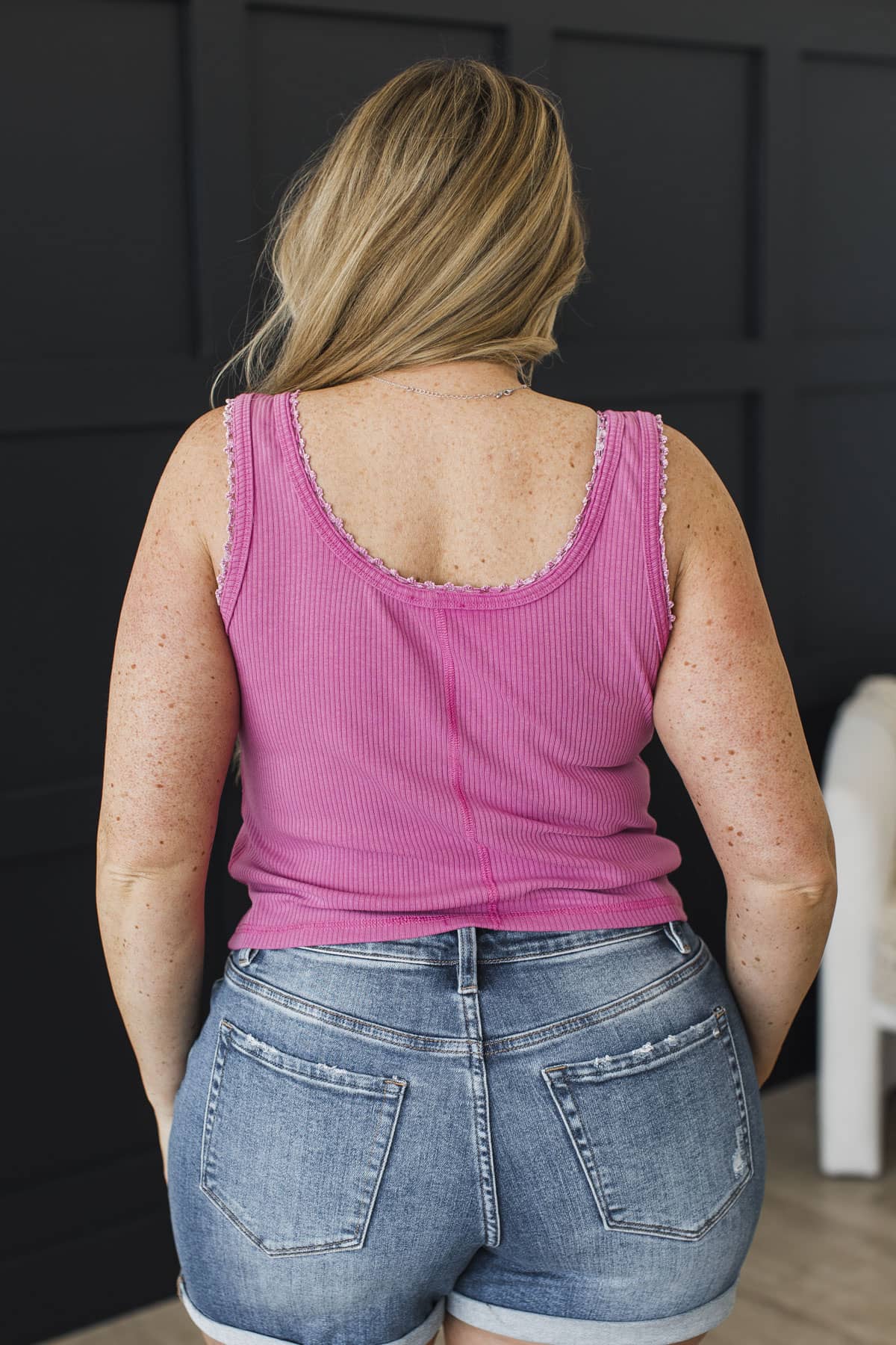 Soft Elegance Ribbed Tank Top- Fuchsia - Image 8