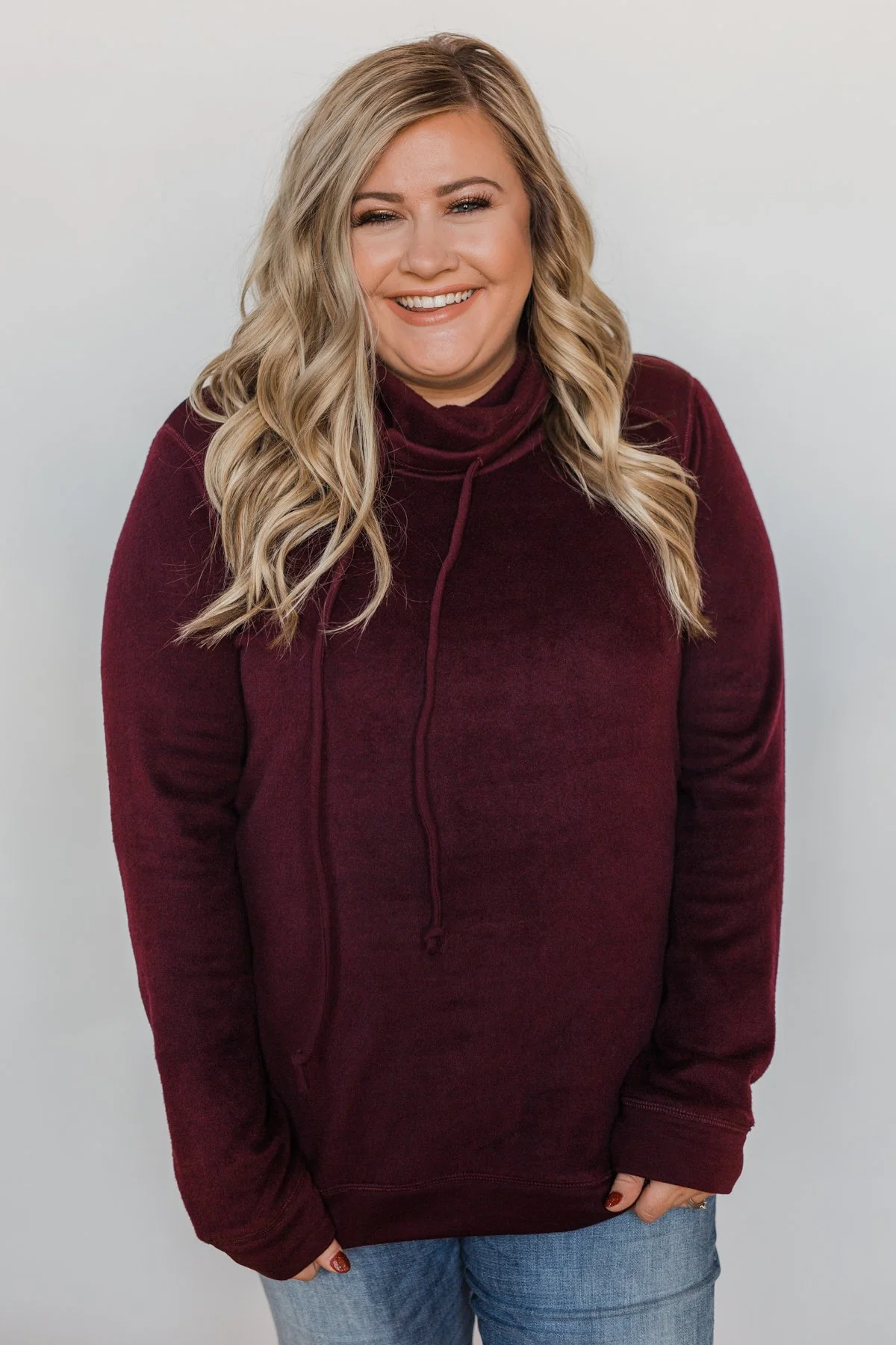 Soft Feelings Cowl Neck Top- Burgundy - Image 9