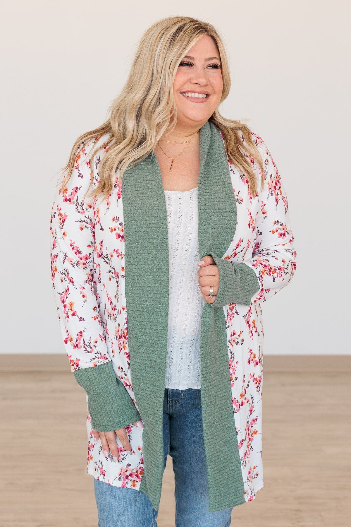 Soft For The Soul Floral Cardigan- Ivory & Sage - Image 9