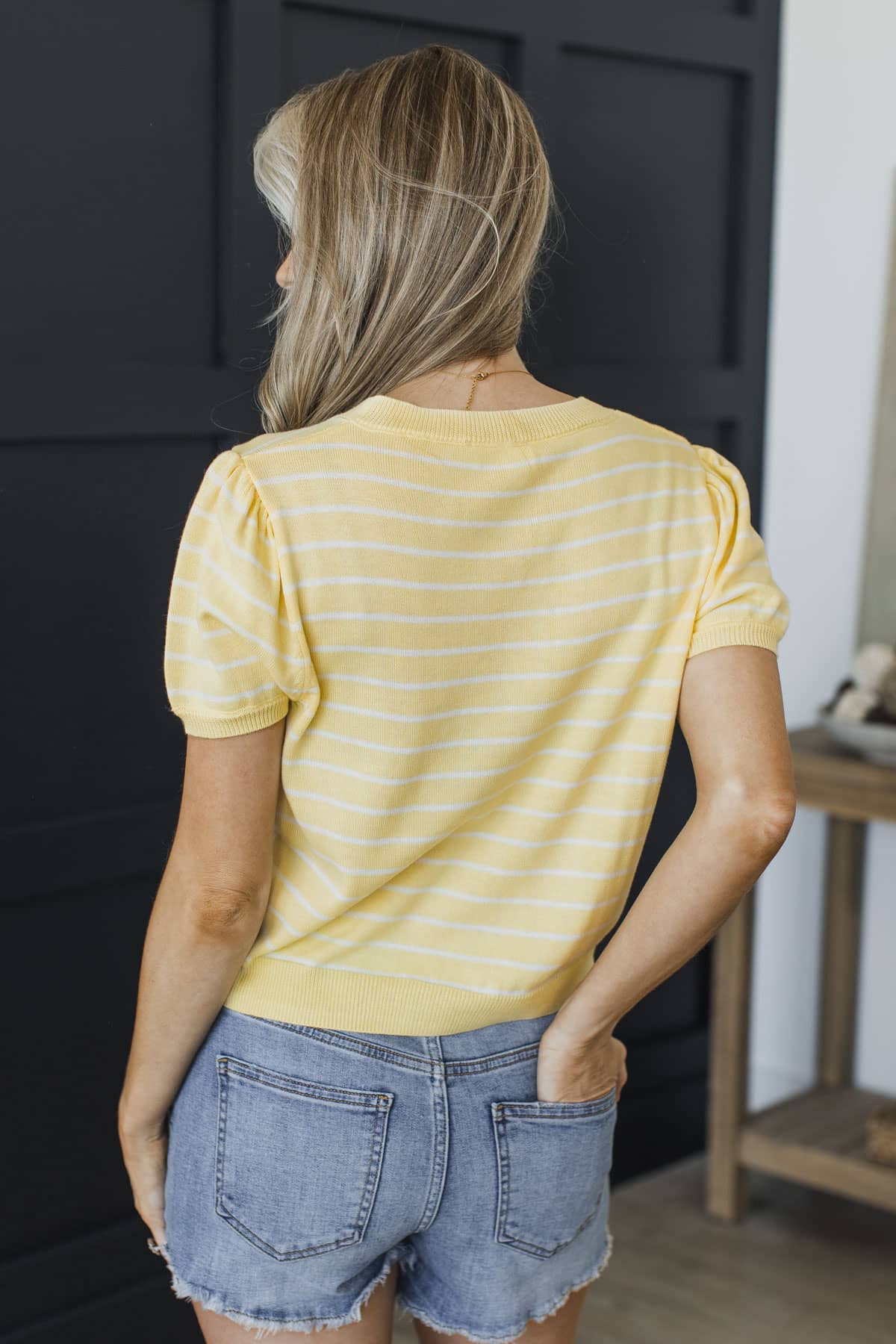 Soft Steps Ahead Striped Knit Top- Light Yellow - Image 7