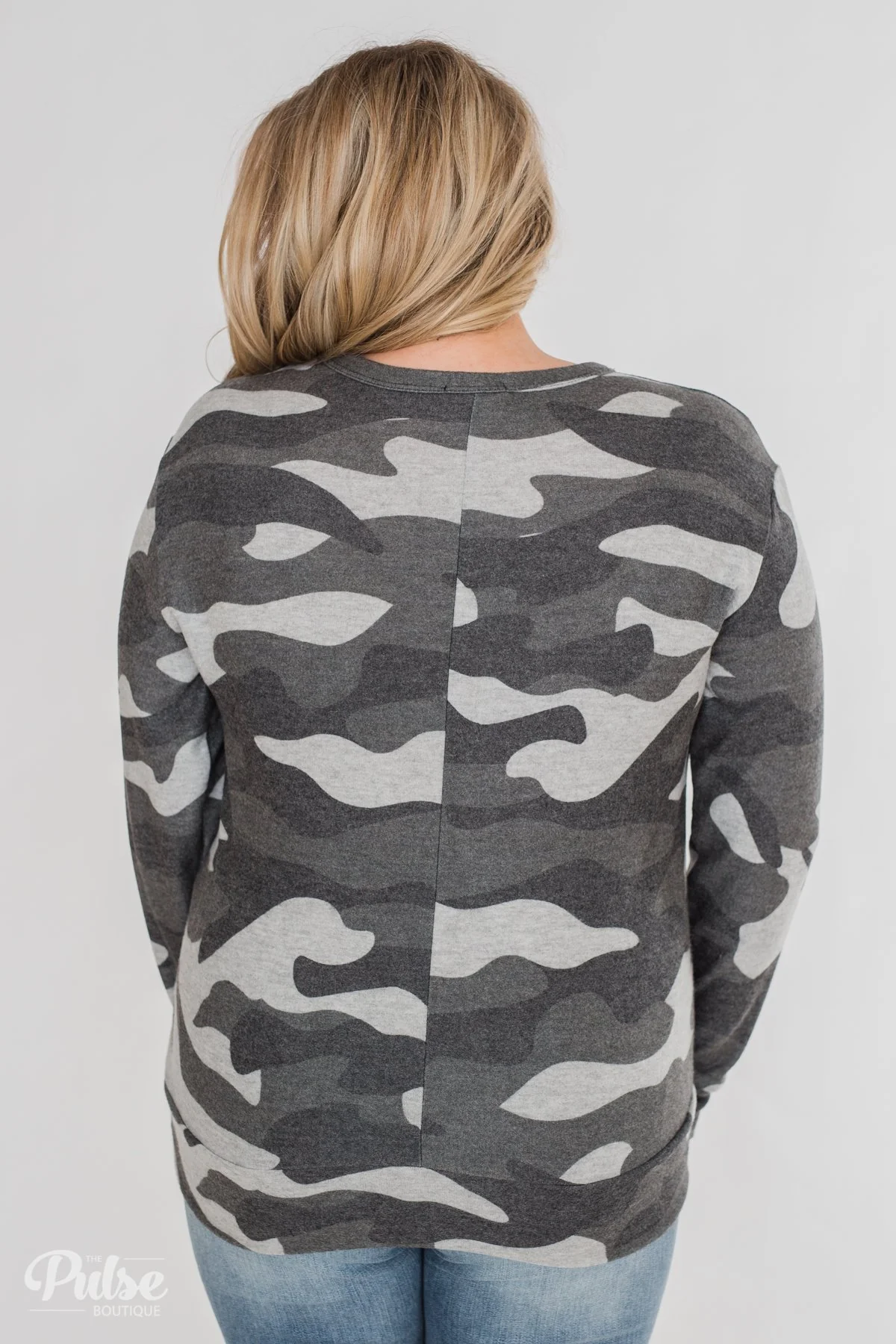Softest Camo Pullover Top- Grey - Image 11