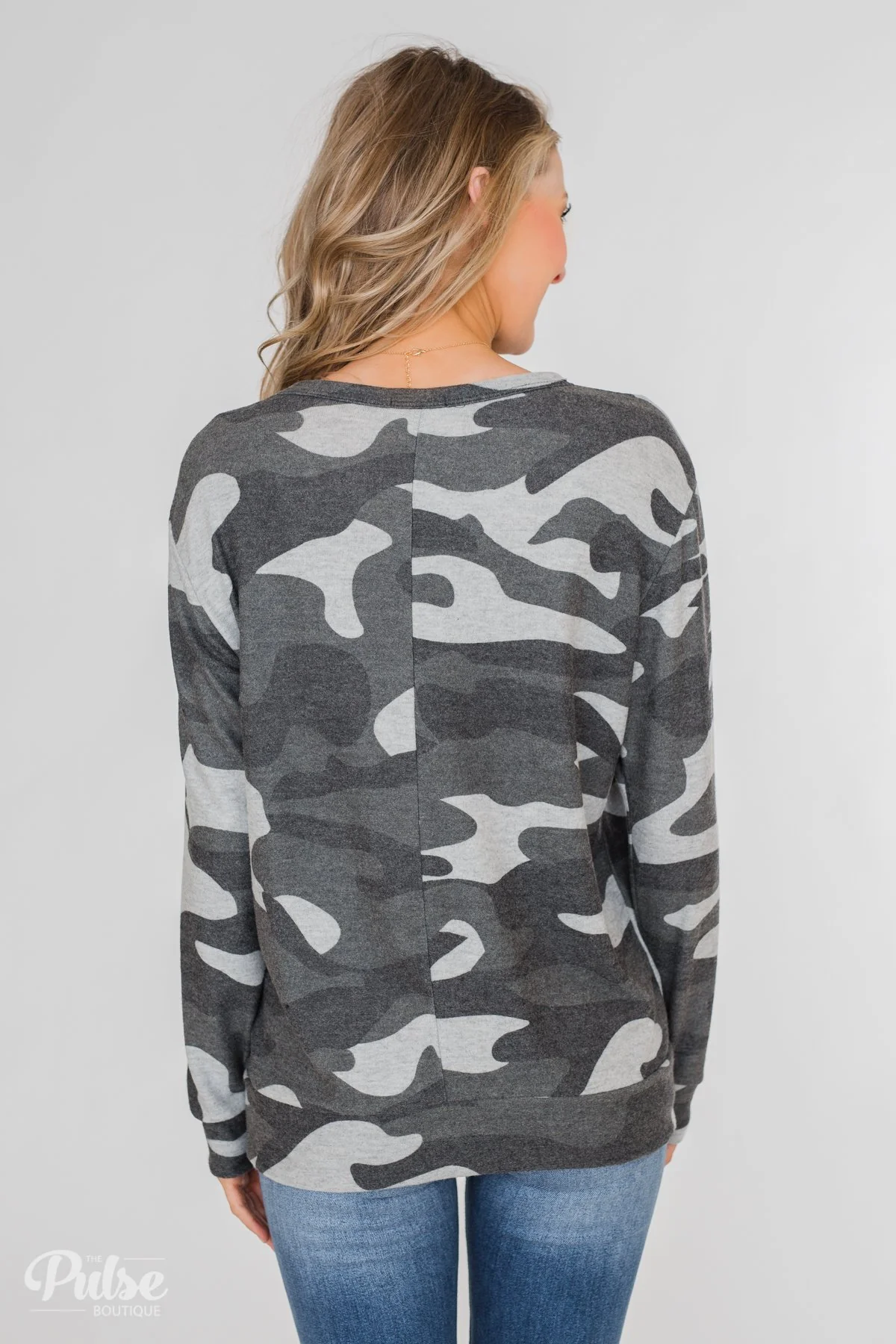 Softest Camo Pullover Top- Grey - Image 8
