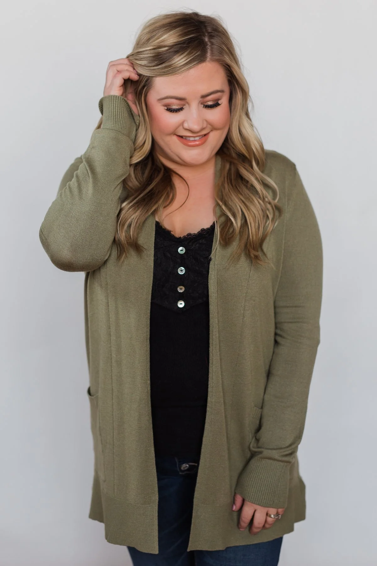 Softest Cardigan Ever- Light Olive - Image 11