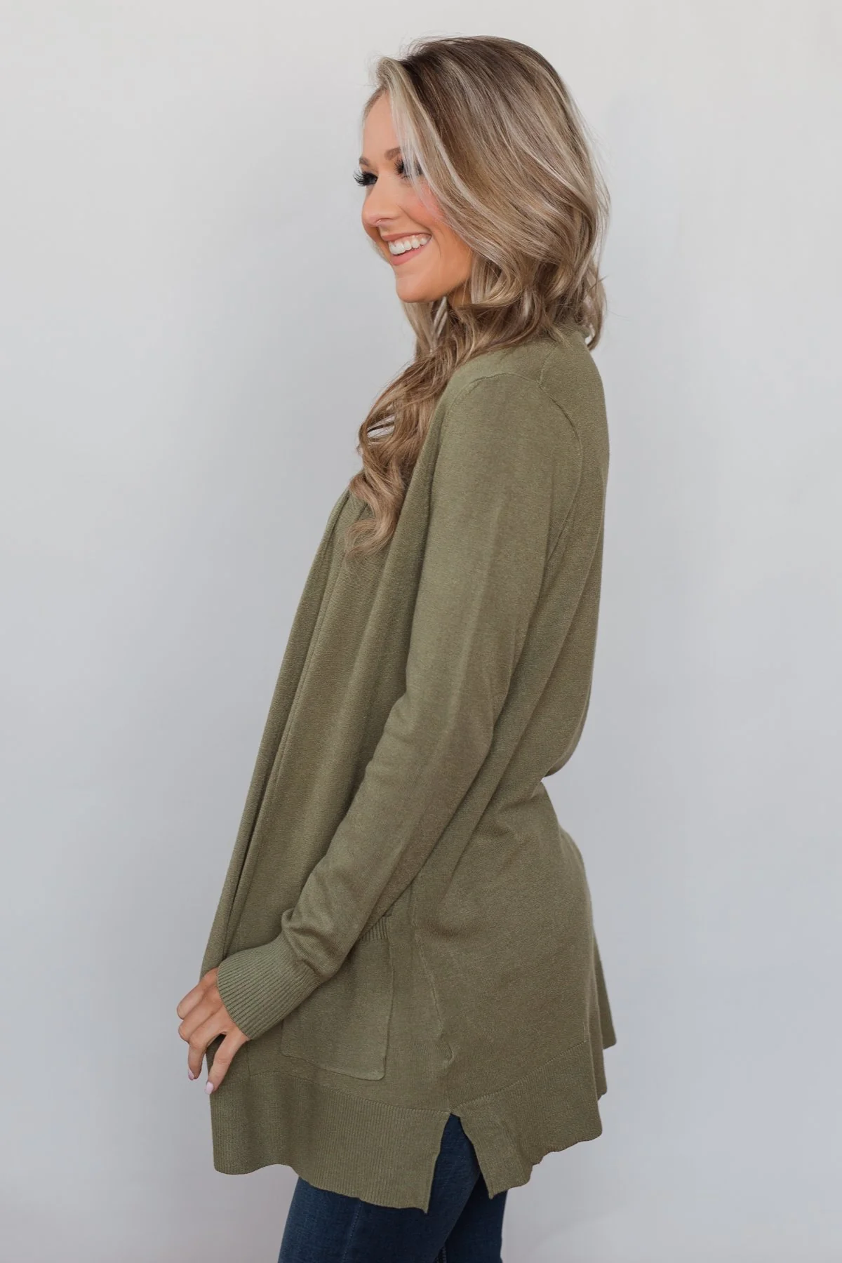 Softest Cardigan Ever- Light Olive - Image 7