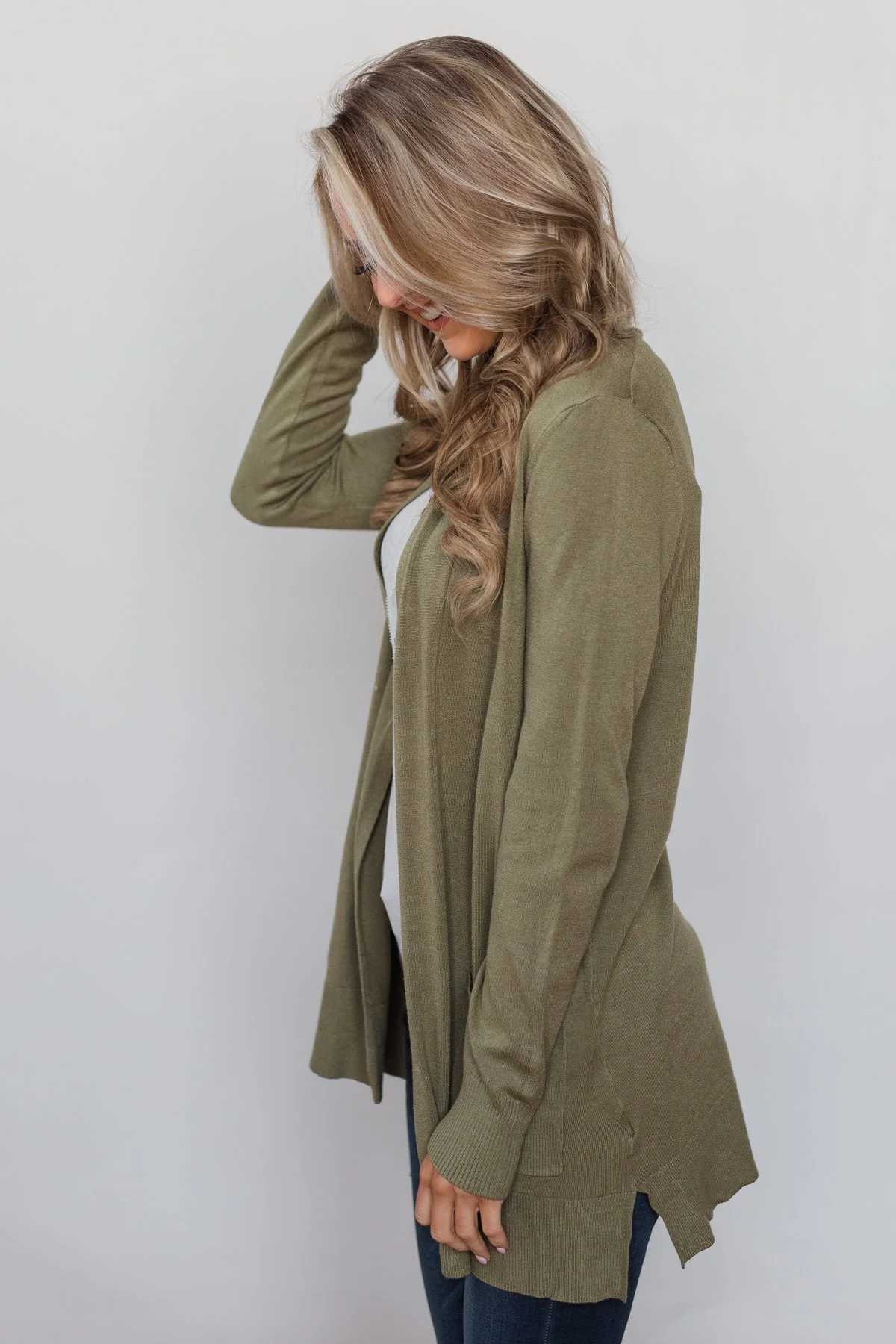 Softest Cardigan Ever- Light Olive - Image 8