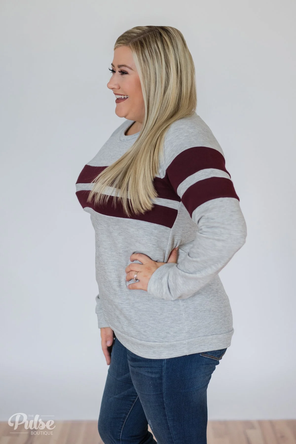 Softest Crewneck Ever- Heather Grey & Burgundy - Image 10