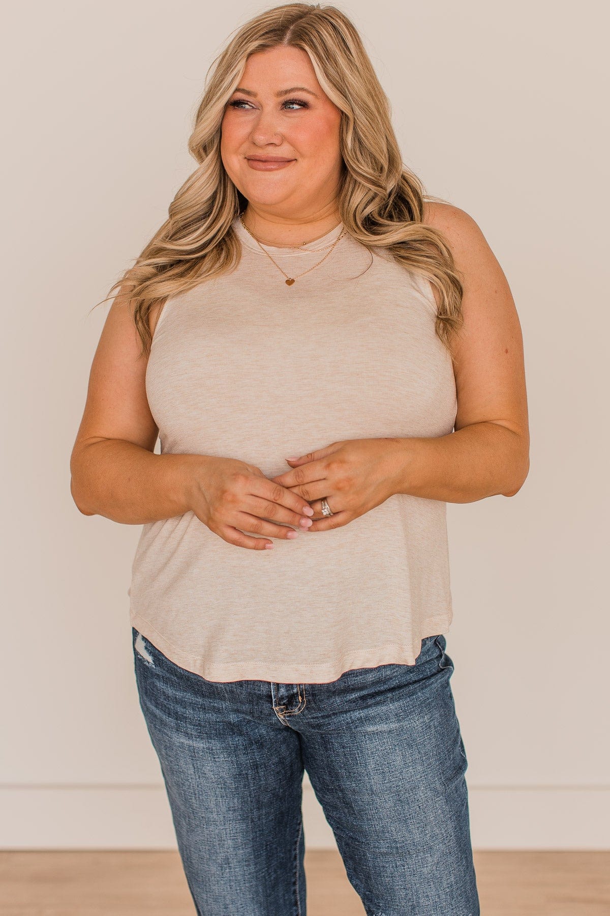 Softest Touch Knit Tank Top- Oatmeal - Image 4