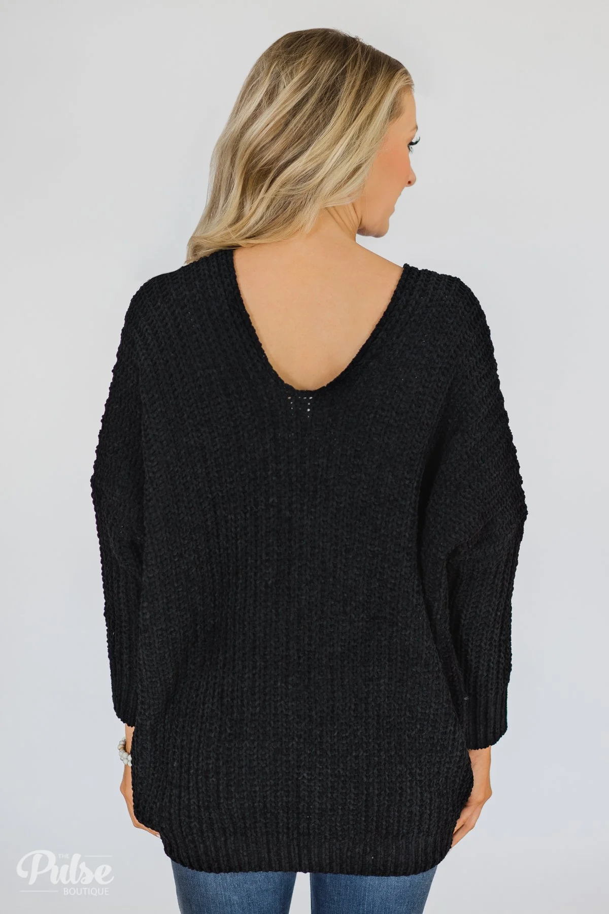 Softly Knitted Chunky Sweater- Black - Image 6
