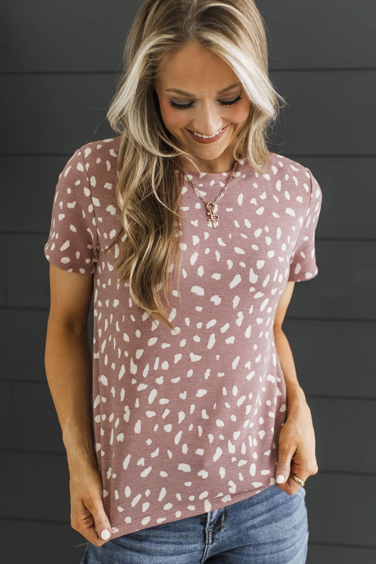 Softly Unstoppable Short Sleeve Top- Dusty Mauve - Image 2