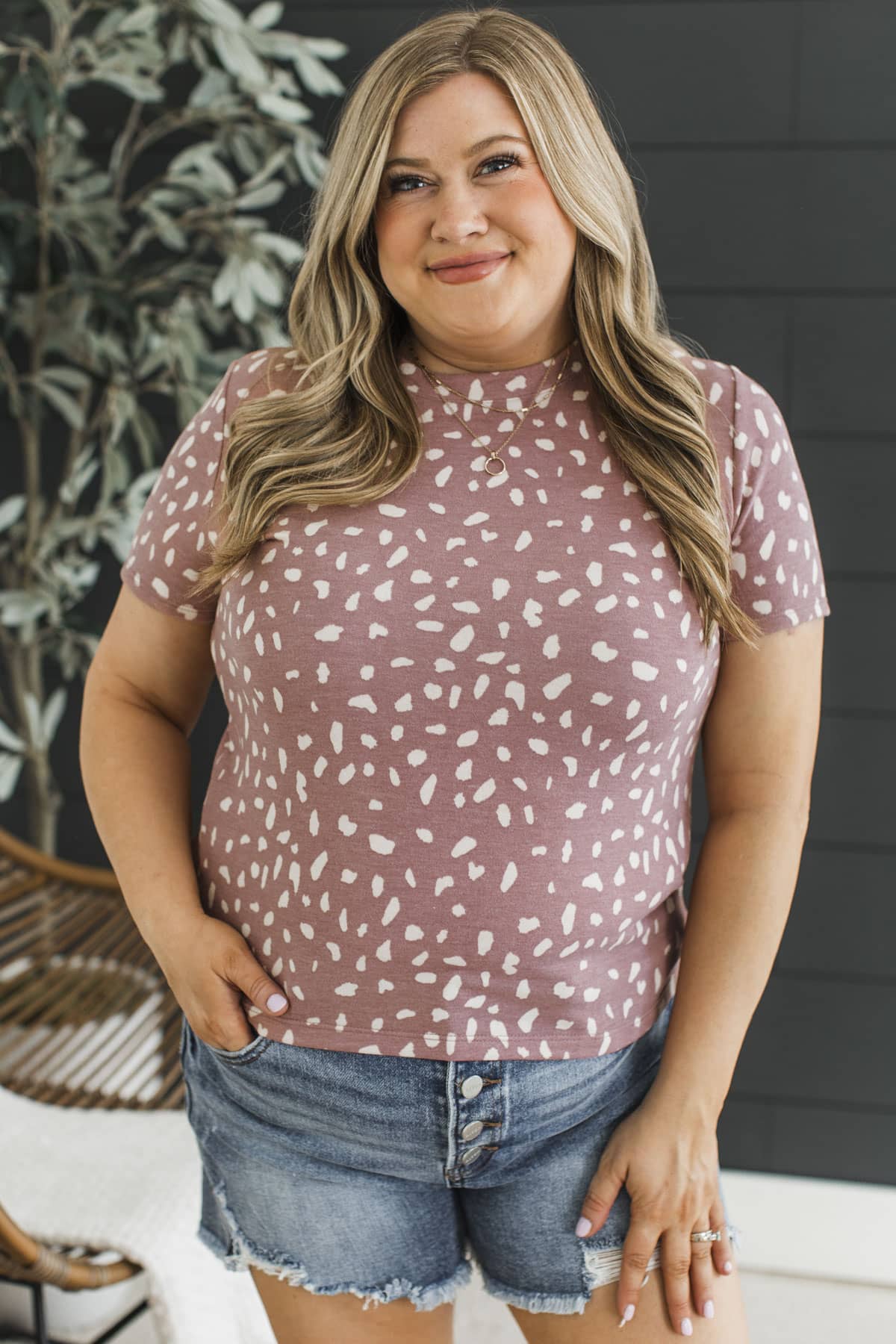 Softly Unstoppable Short Sleeve Top- Dusty Mauve - Image 3