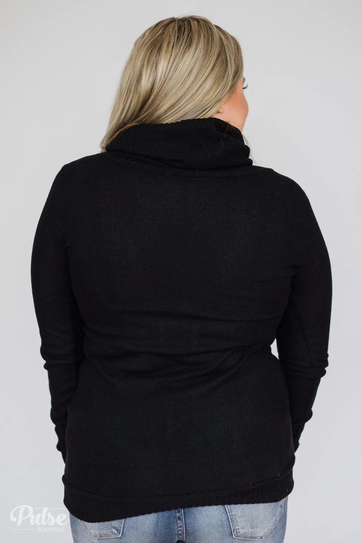 Solid Black Soft Cowl Neck Top - Image 10