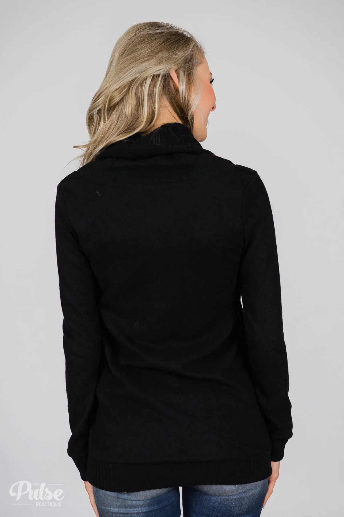 Solid Black Soft Cowl Neck Top - Image 7
