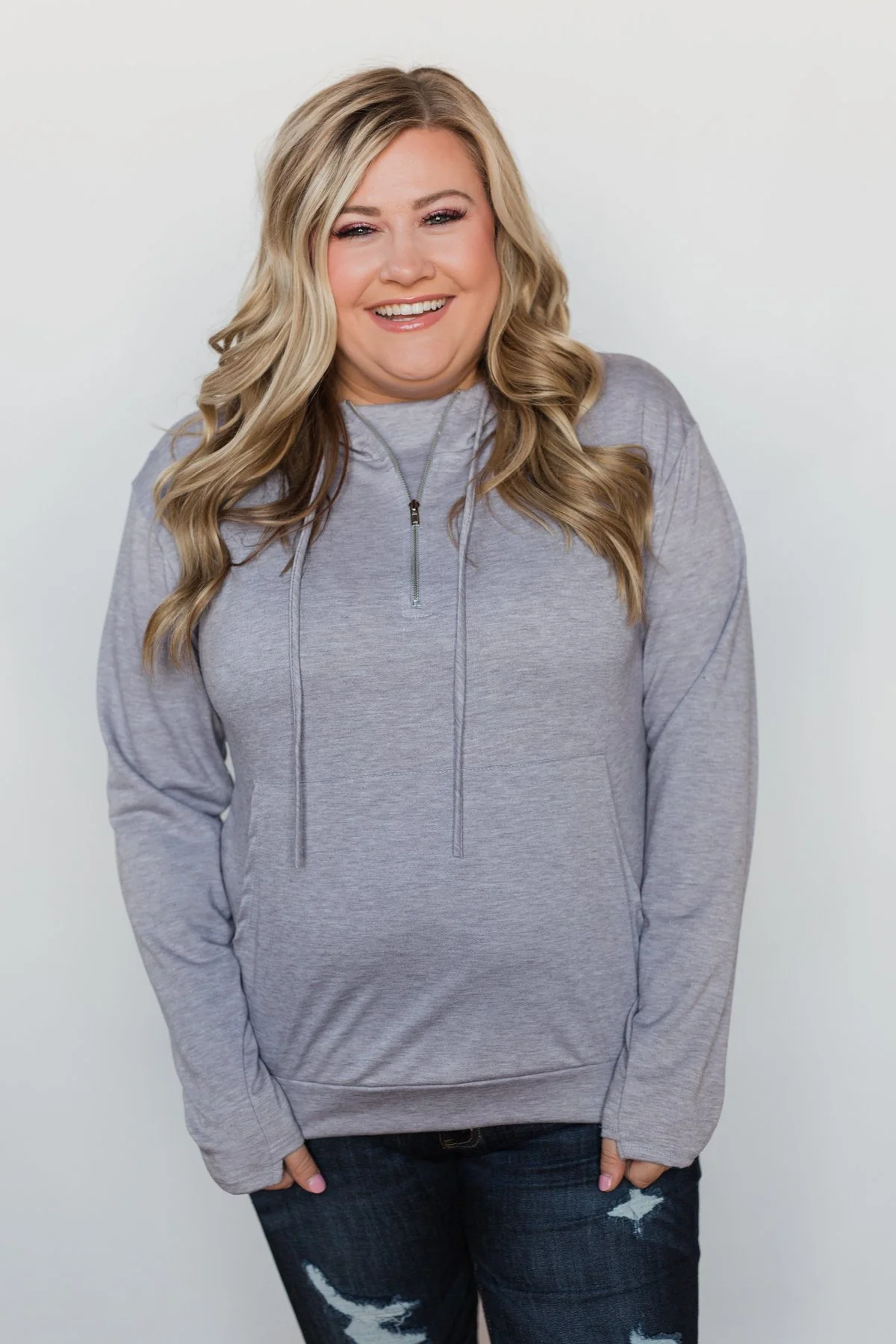 Solid Bliss Quarter Zip Hoodie- Lavender - Image 8