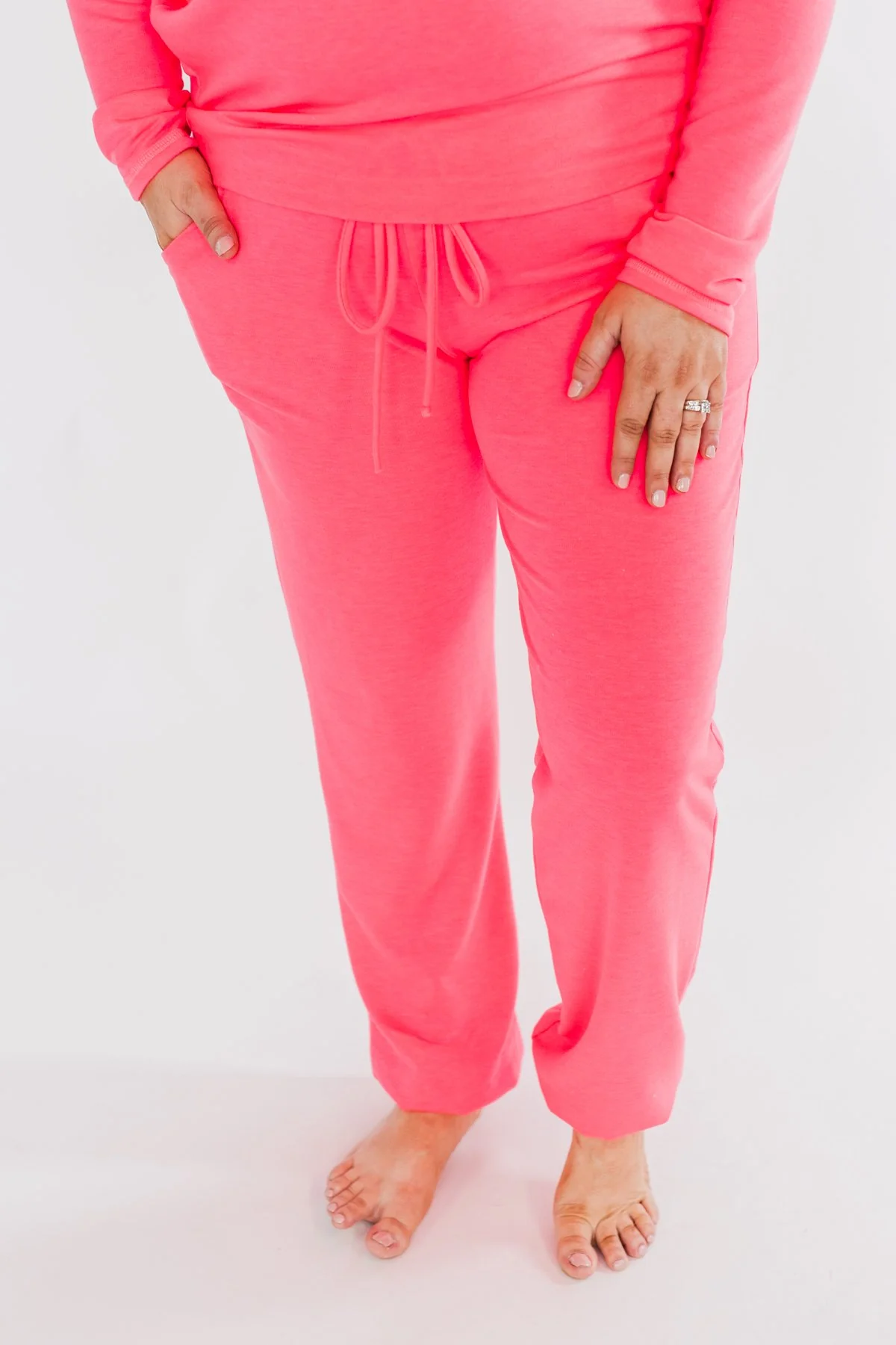 Solid Lounge Joggers- Neon Pink - Image 2