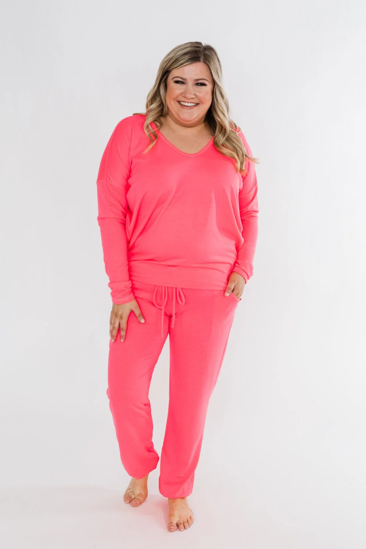 Solid Lounge Joggers- Neon Pink - Image 3