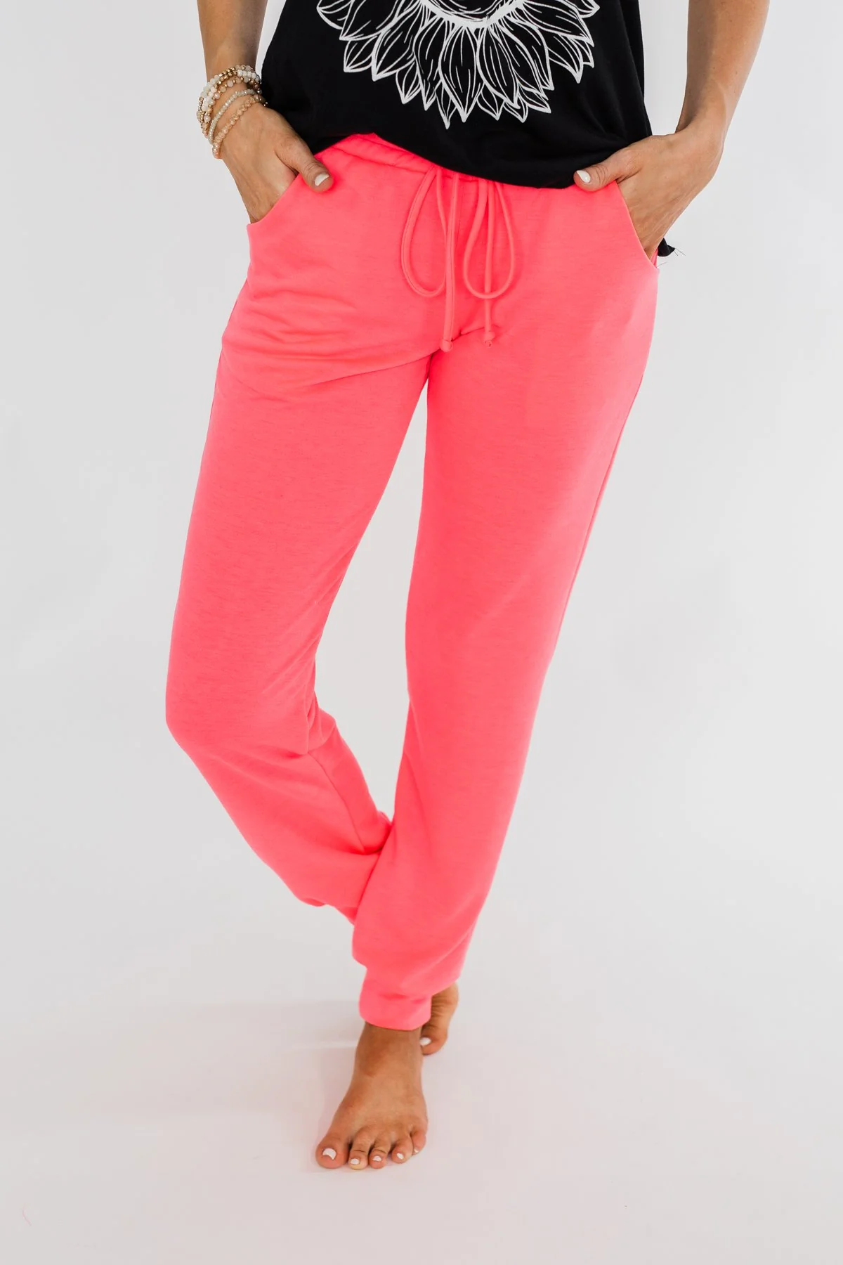 Solid Lounge Joggers- Neon Pink - Image 4