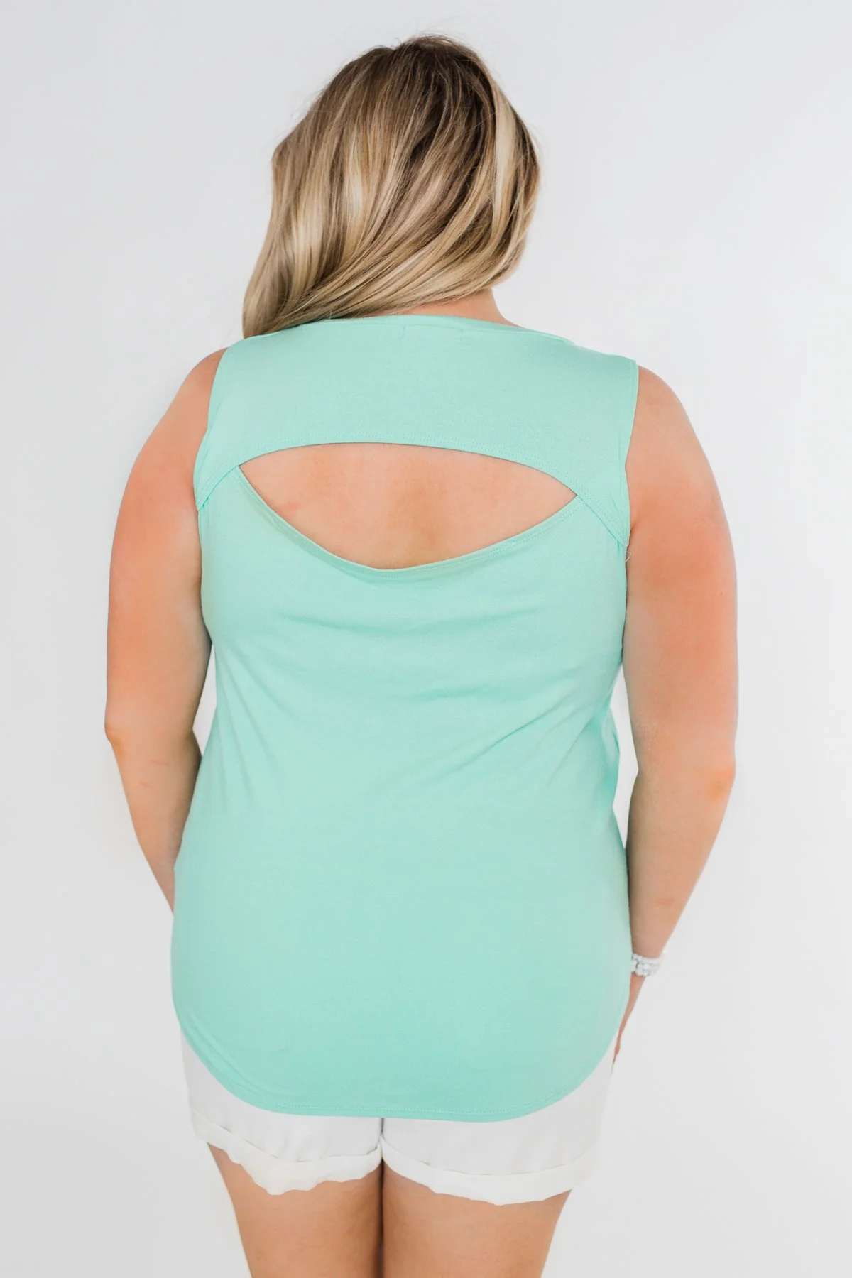 Solid Pocket Tank Top- Aqua - Image 11