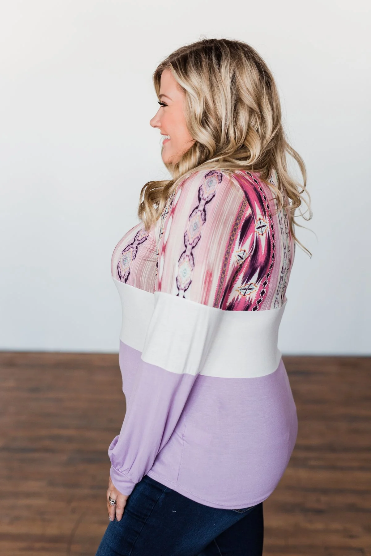Some Kind Of Wonderful Aztec Top- Lavender & Pink - Image 10