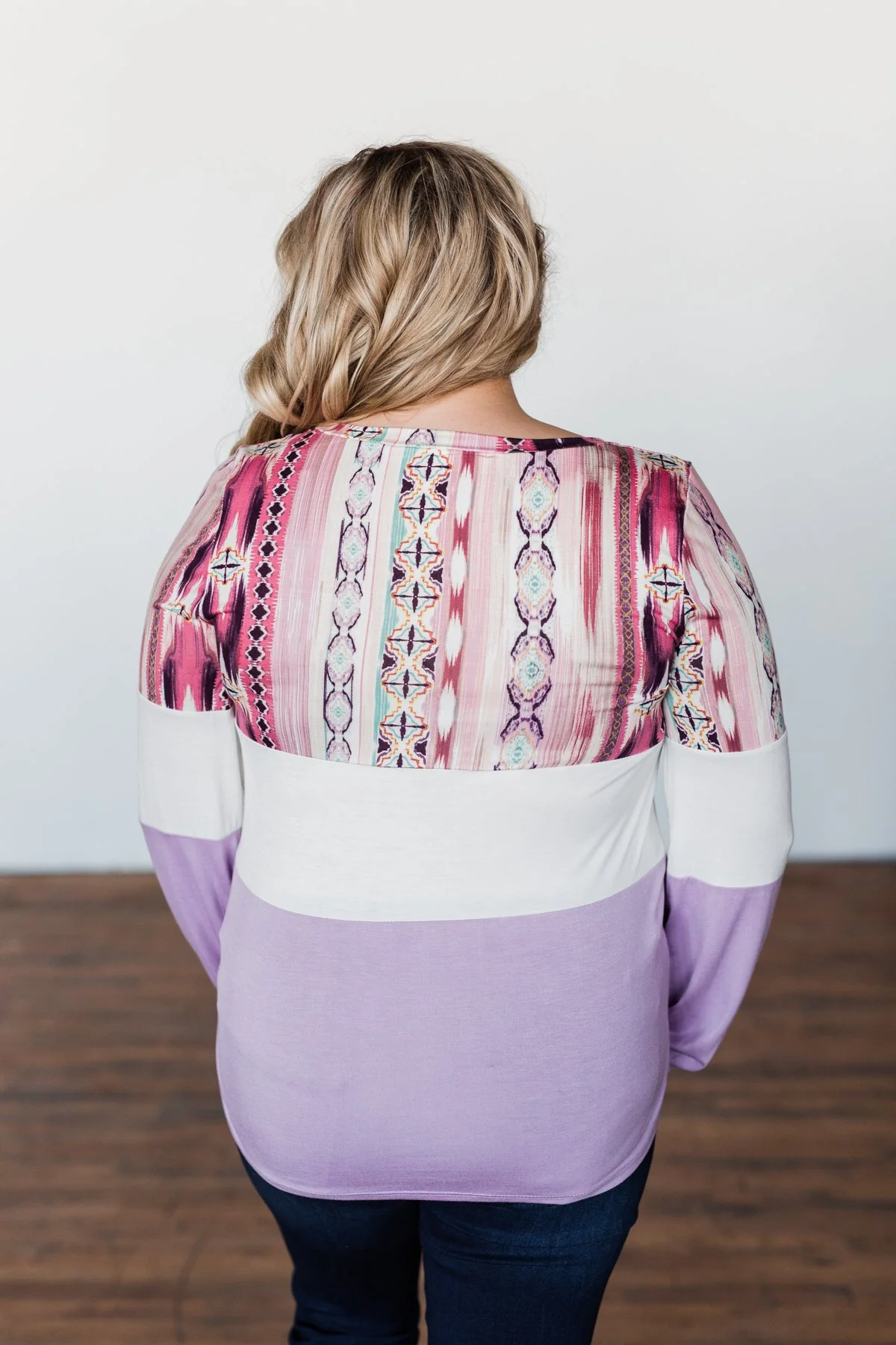 Some Kind Of Wonderful Aztec Top- Lavender & Pink - Image 12