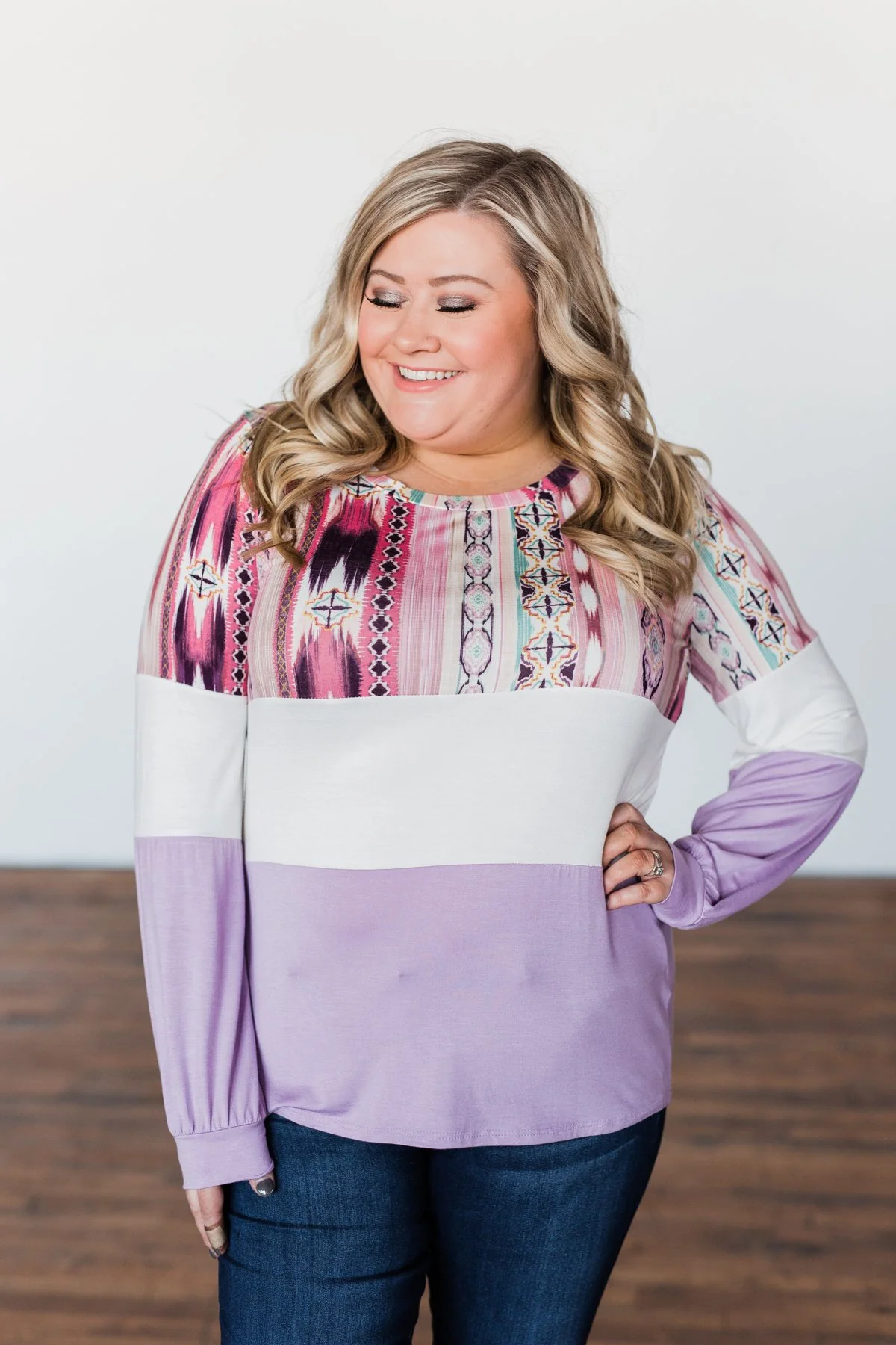 Some Kind Of Wonderful Aztec Top- Lavender & Pink - Image 7