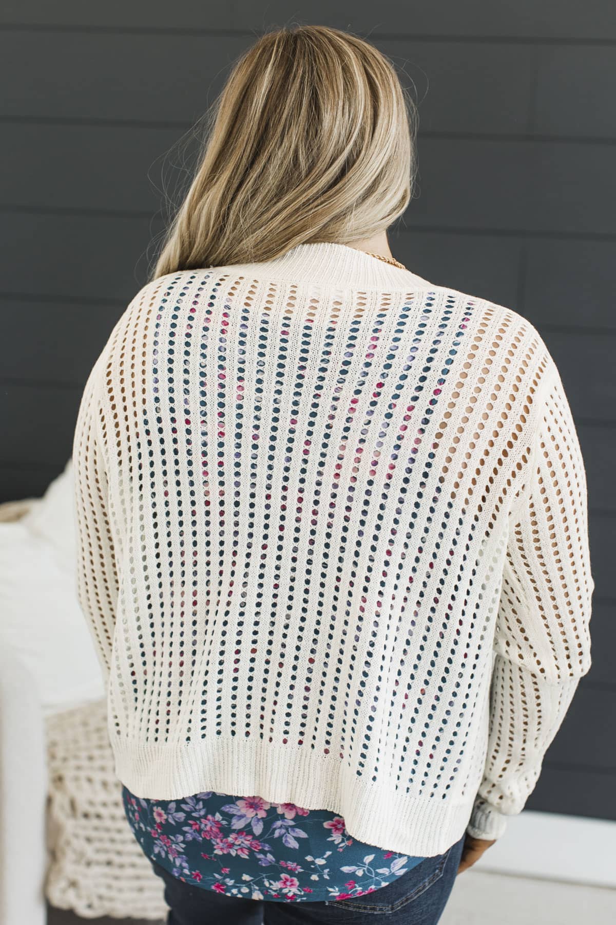 Somebody's Sweetheart Open Knit Cardigan- Ivory - Image 7