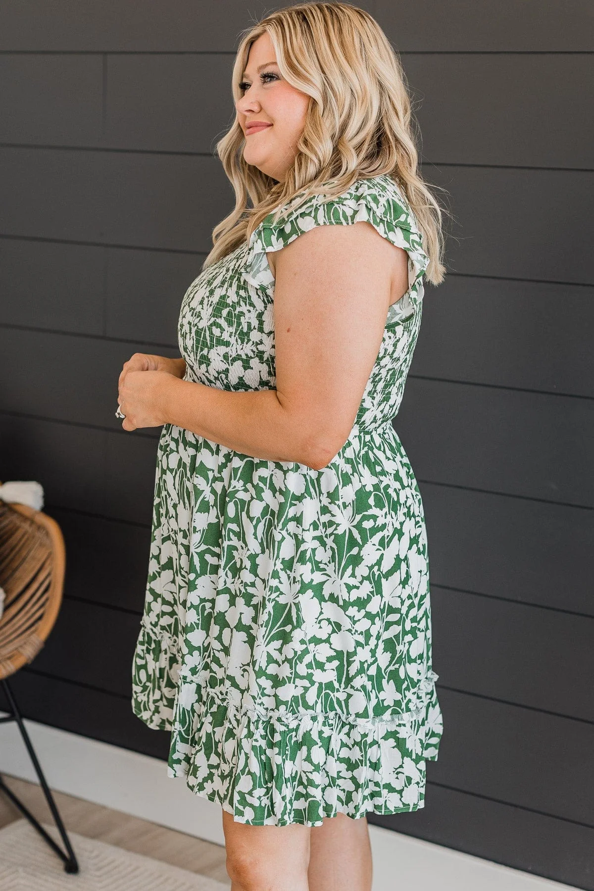 Someone To Love Floral Dress- Green & Ivory - Image 6