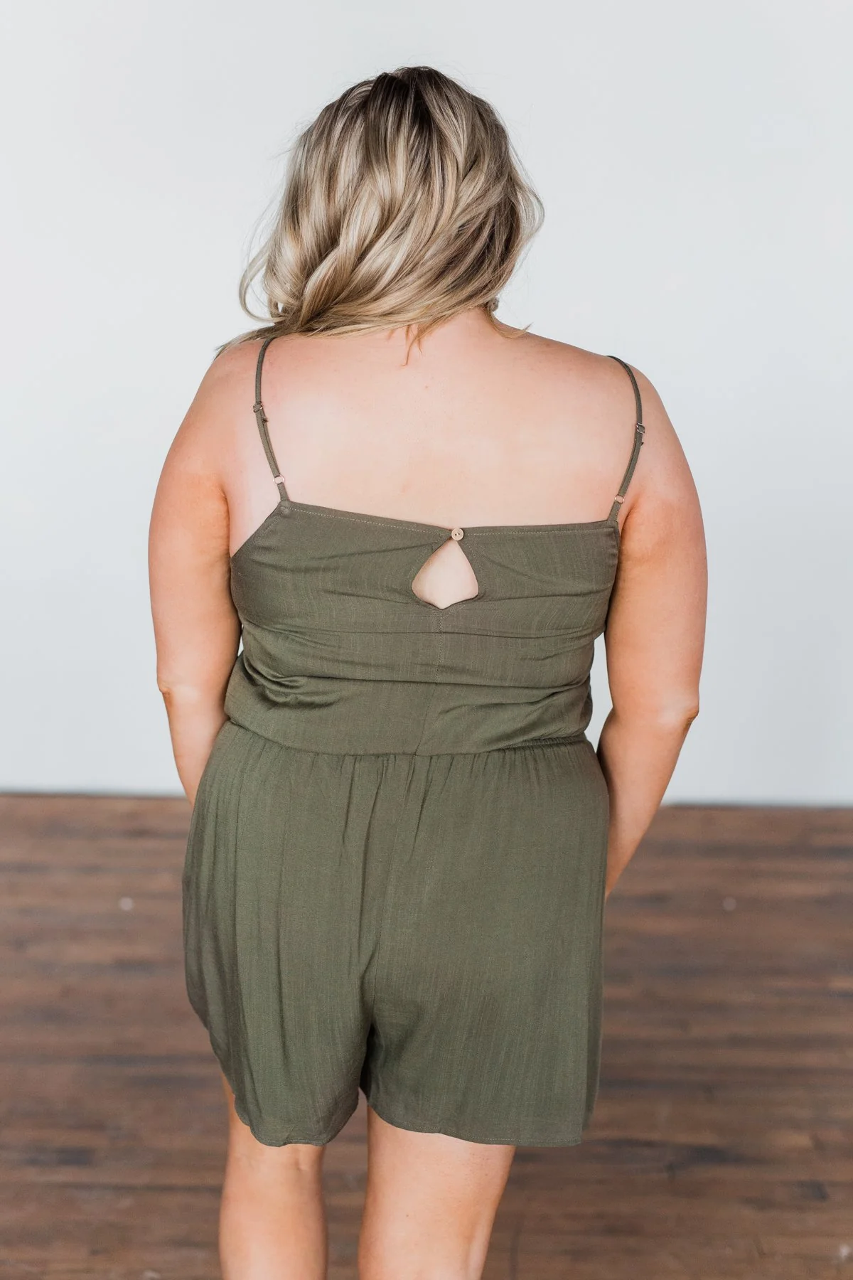 Something Between Us Button Romper- Olive - Image 12