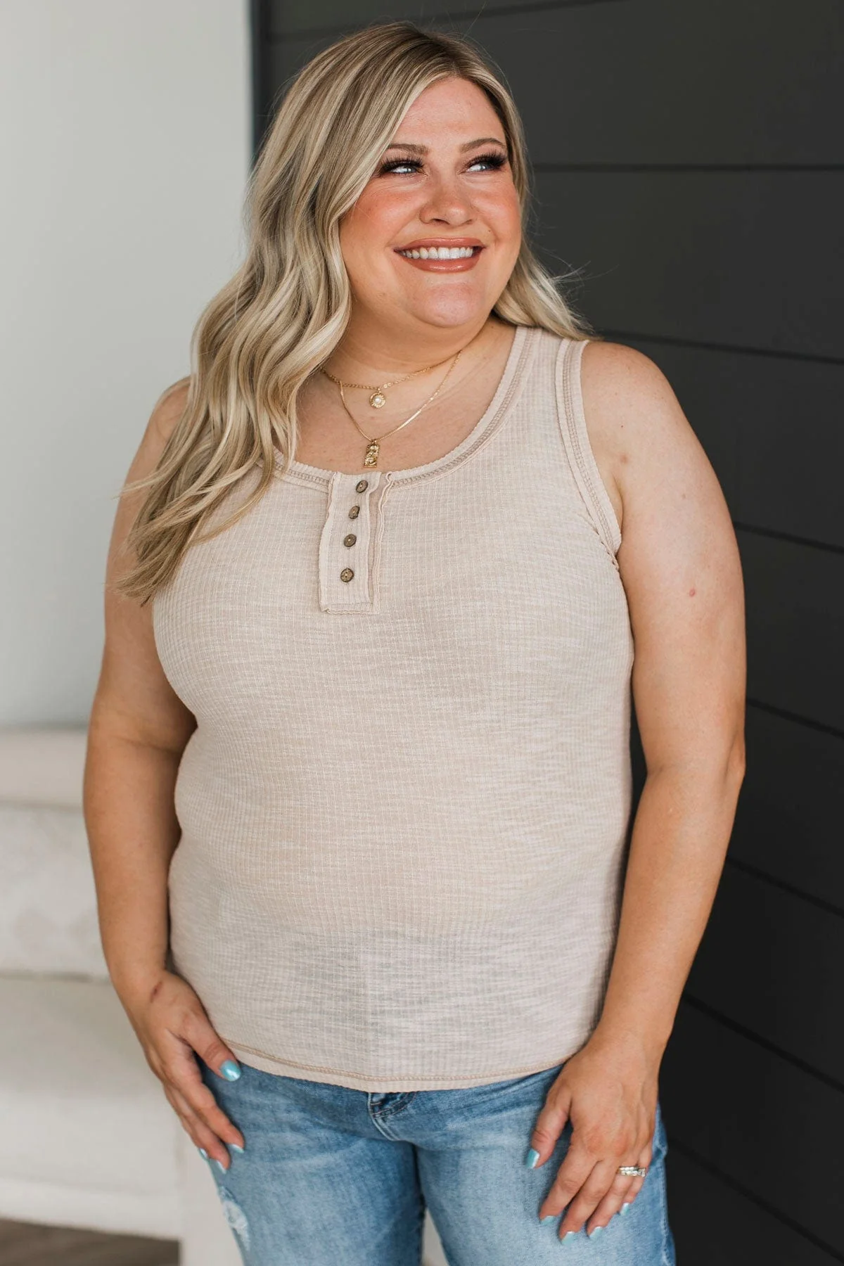 Something For Everyone Tank Top- Beige - Image 4