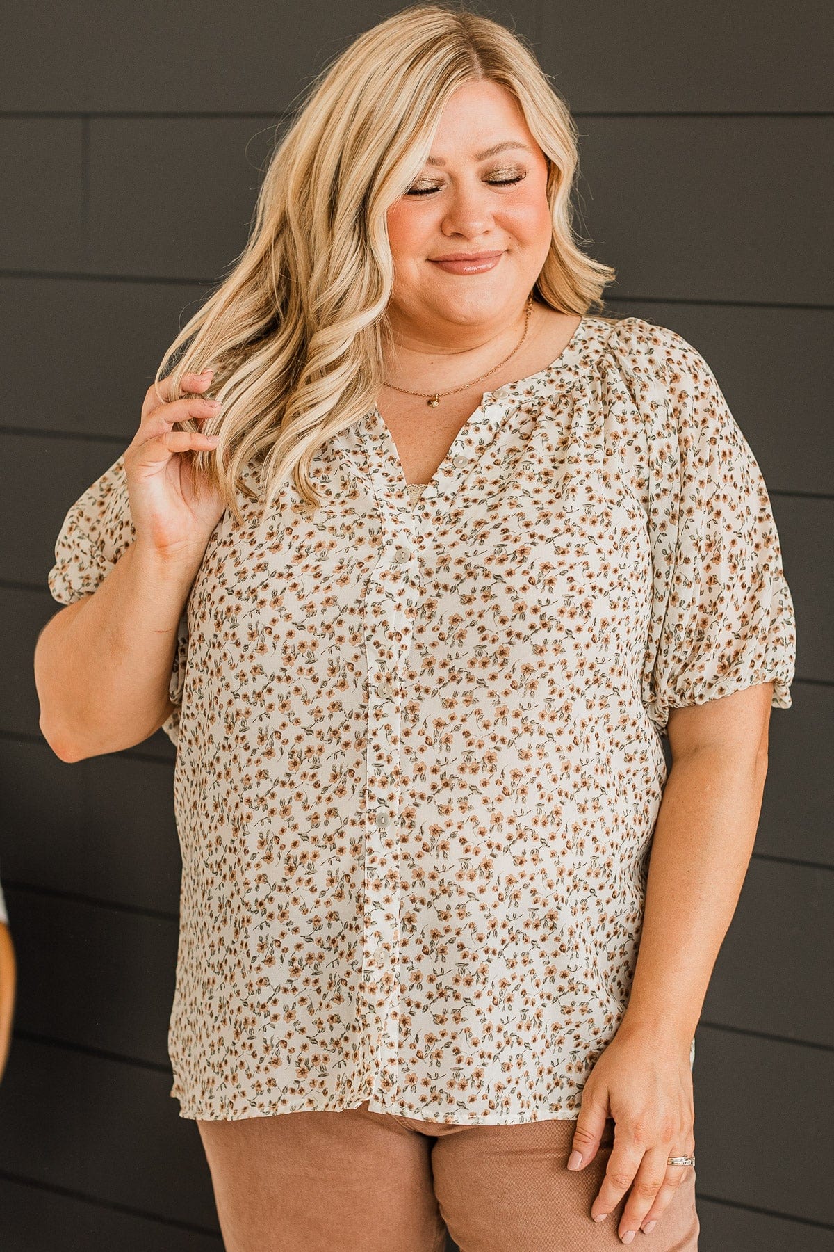 Something To Behold Floral Top- Ivory - Image 3