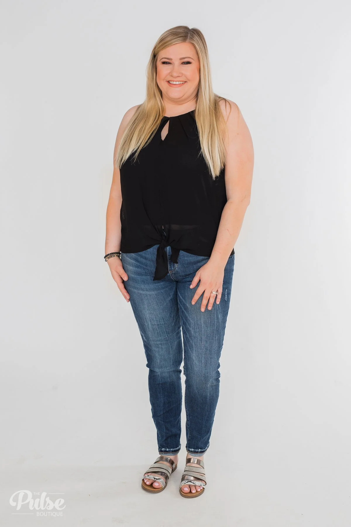 Something To Say Keyhole Halter Tank- Black - Image 4