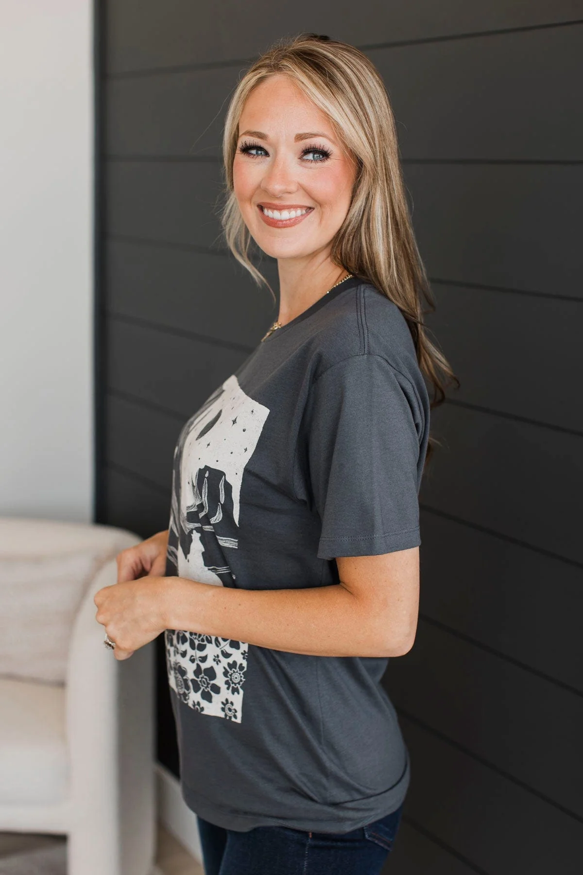 "Somewhere In The Wild West" Graphic Tee- Dark Grey - Image 6